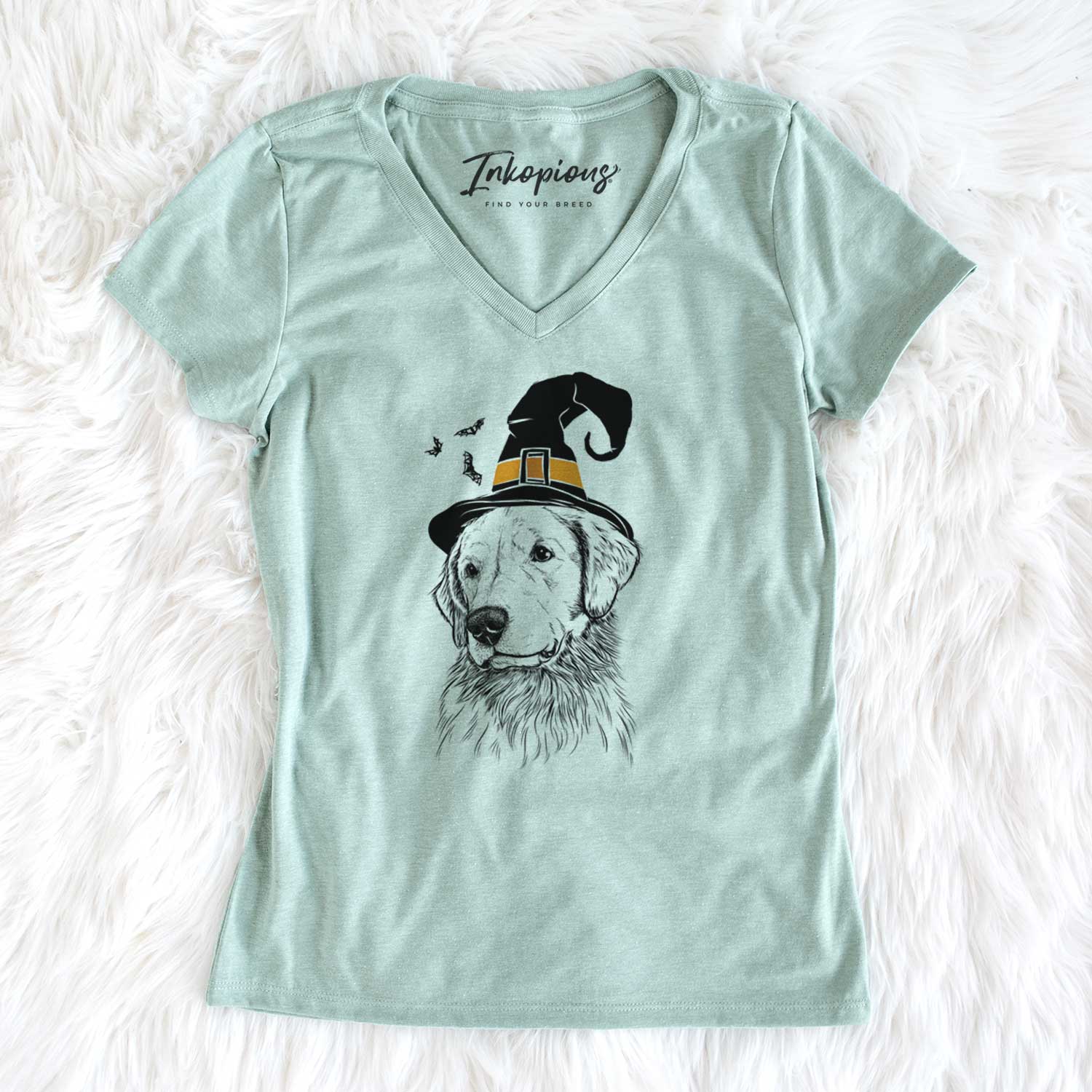 Witch Quinn the Golden Retriever - Women's V-neck Shirt
