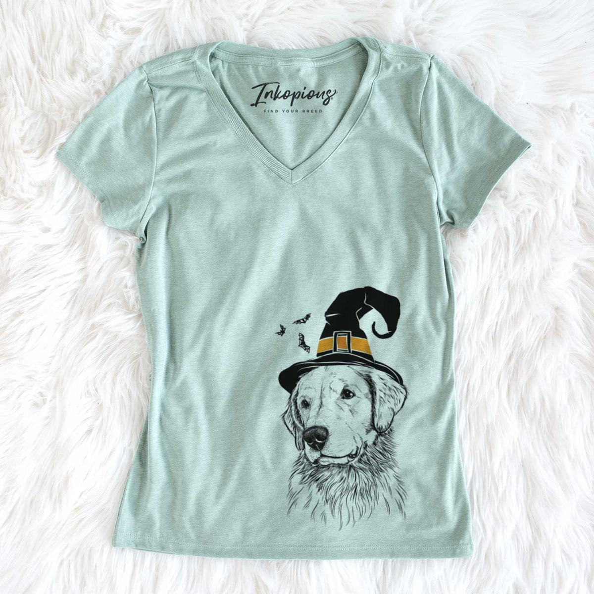 Witch Quinn the Golden Retriever - Women&#39;s V-neck Shirt