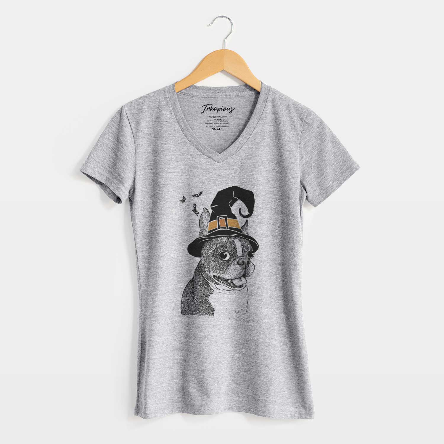 Witch Ralphie the Boston Terrier - Women's V-neck Shirt