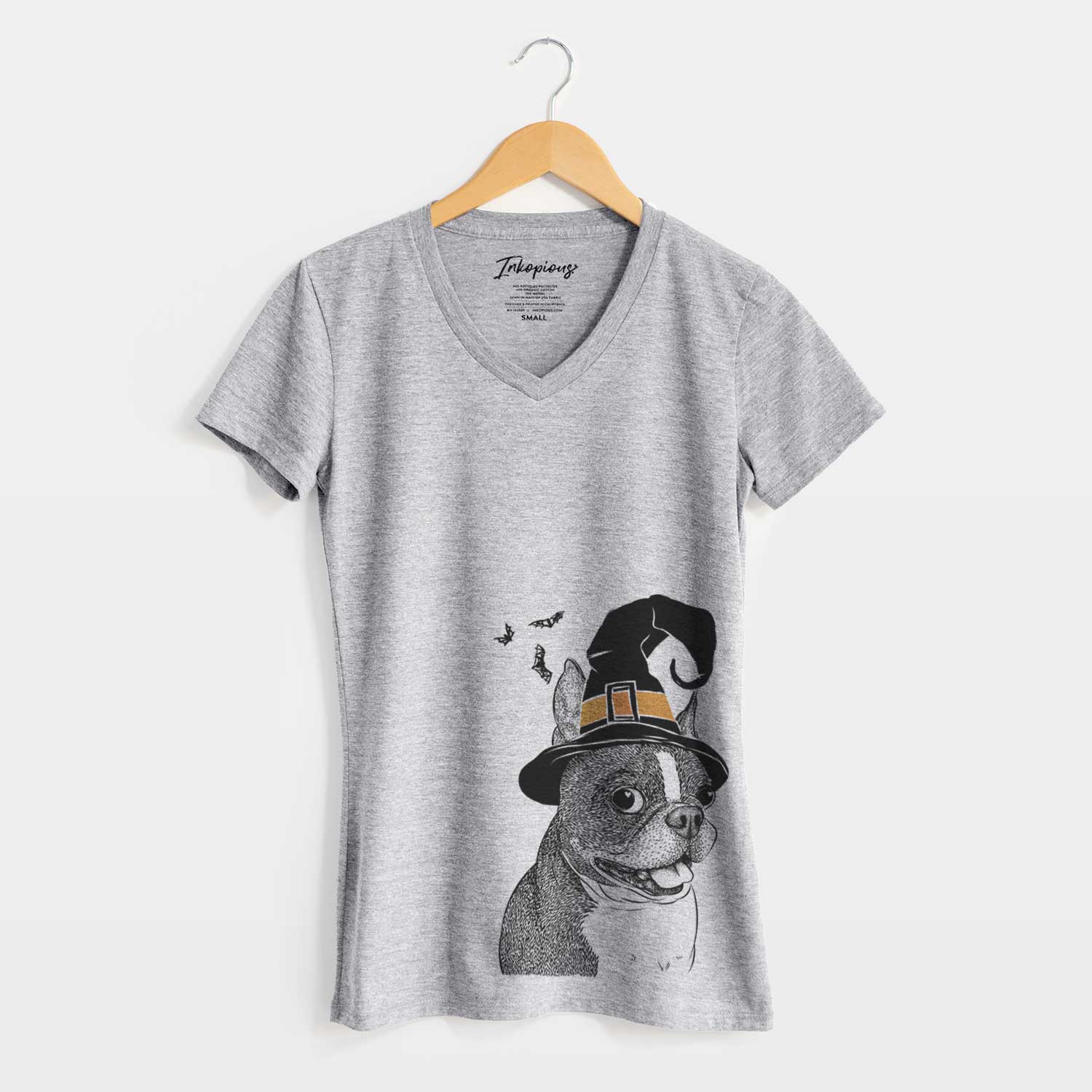 Witch Ralphie the Boston Terrier - Women's V-neck Shirt