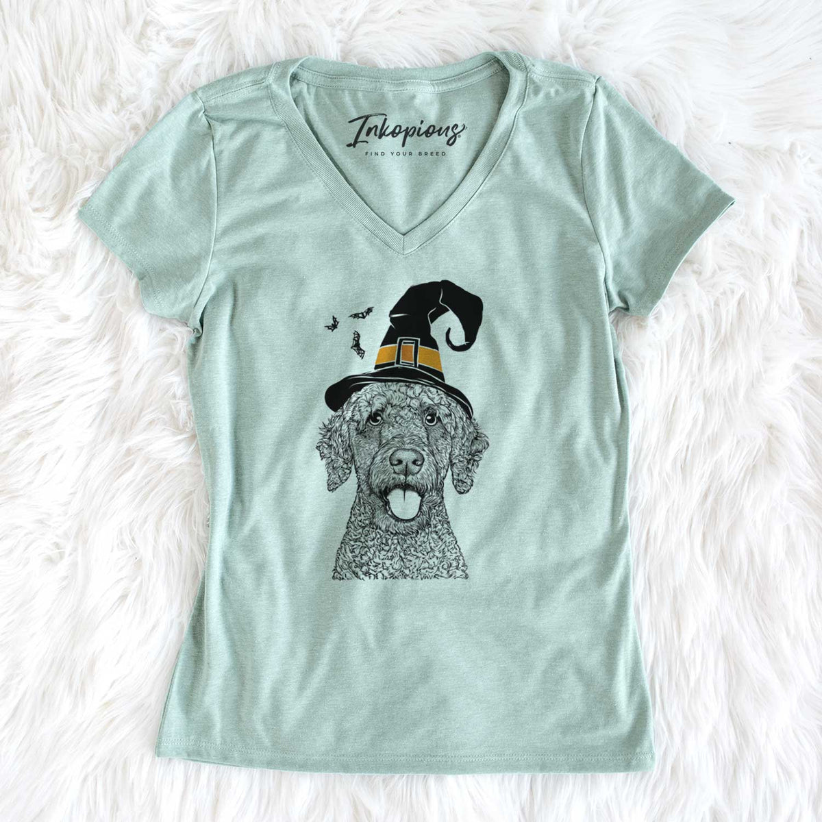 Witch Reina the Spanish Water Dog - Women's V-neck Shirt