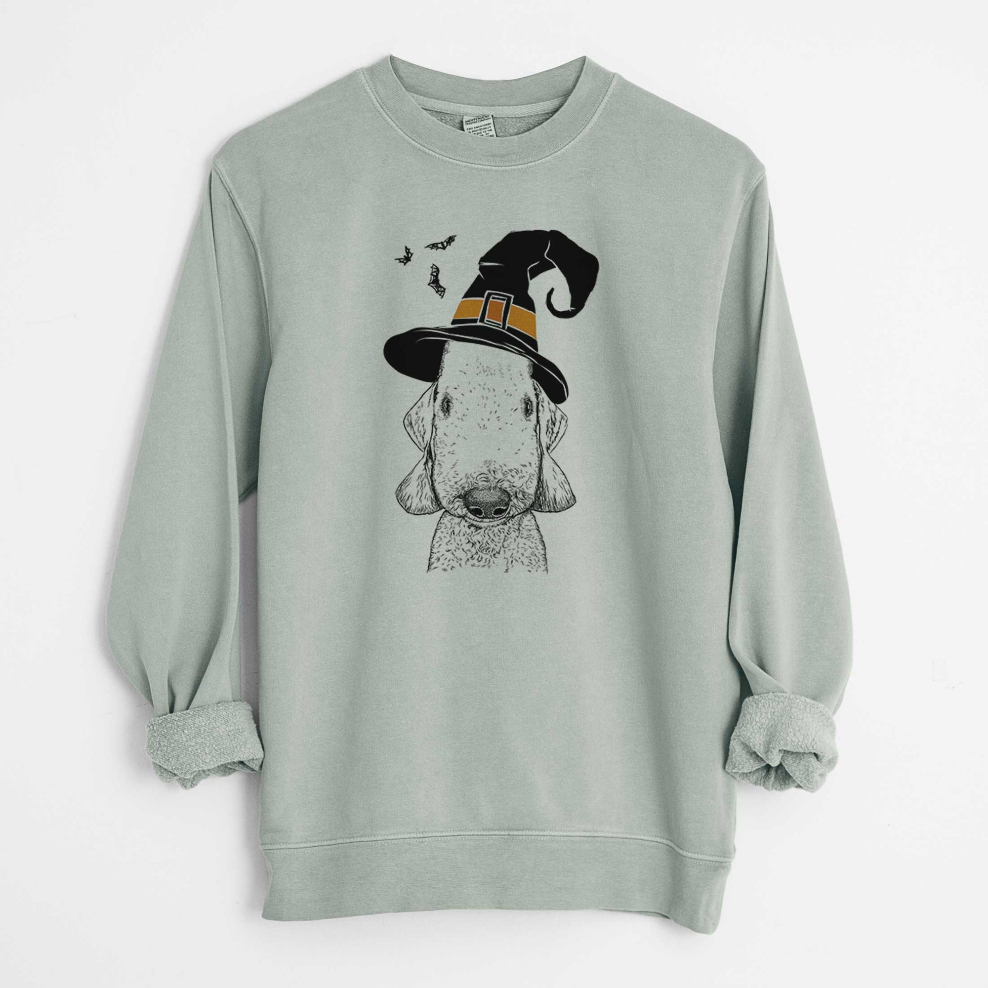 Witch Remington the Bedlington Terrier - Unisex Pigment Dyed Crew Sweatshirt