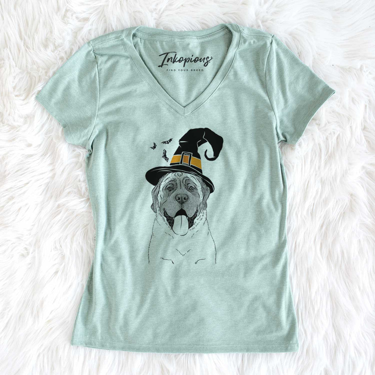 Witch Remmie the English Mastiff - Women's V-neck Shirt