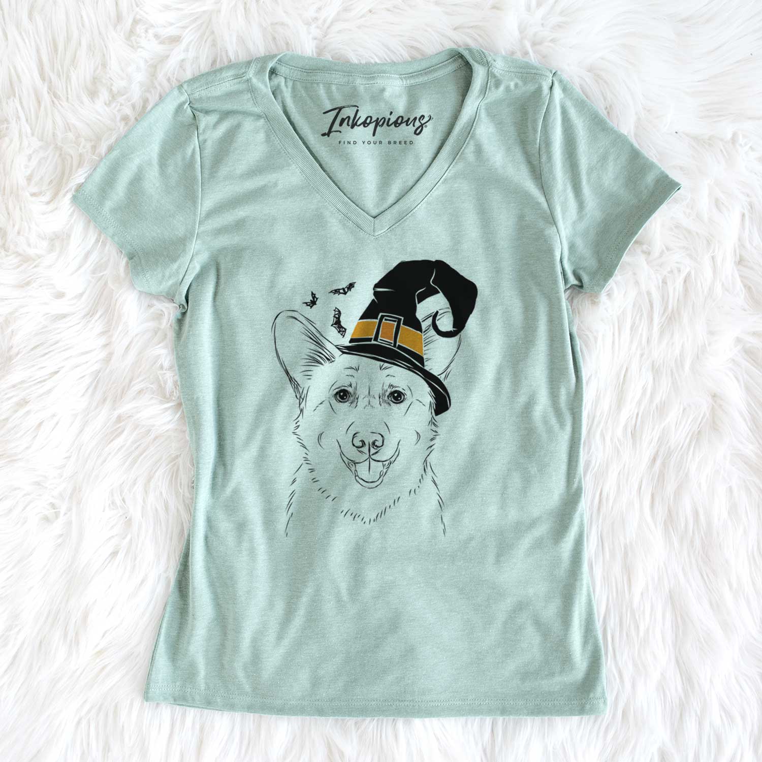 Witch Ricco the Corgi - Women's V-neck Shirt