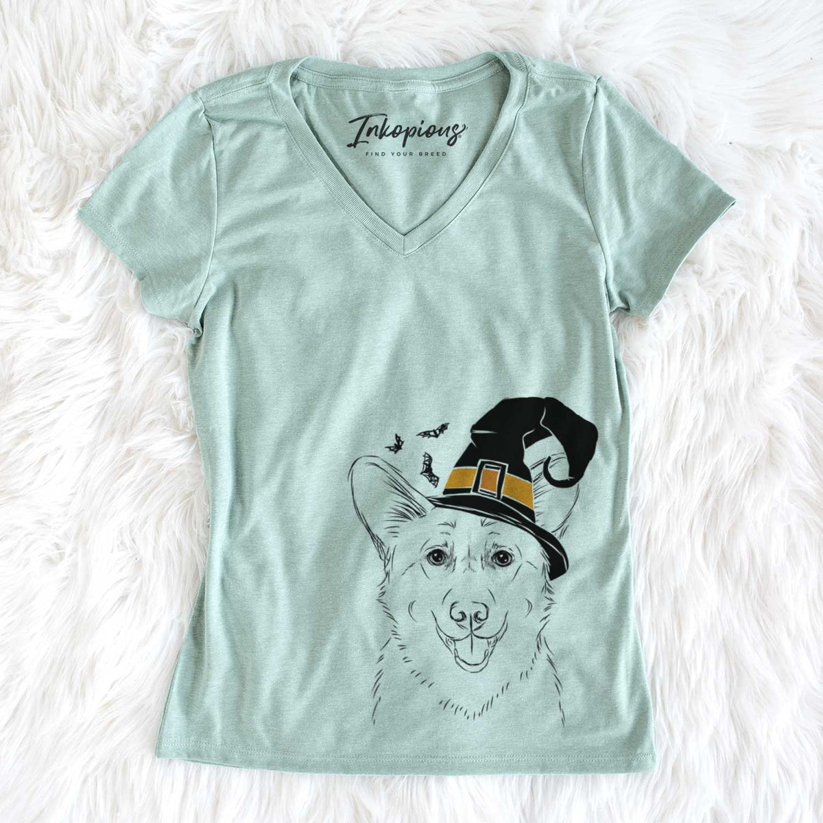Witch Ricco the Corgi - Women&#39;s V-neck Shirt