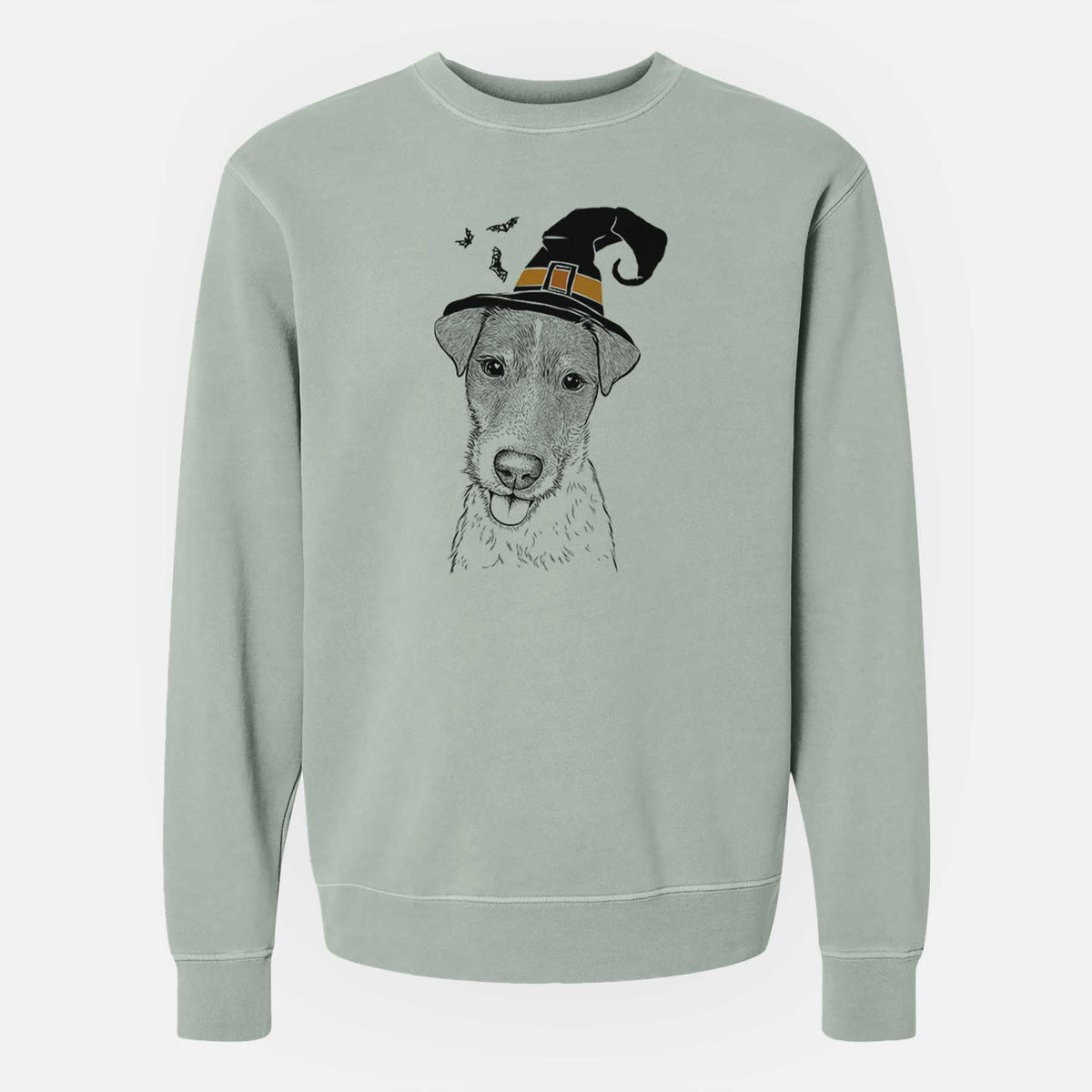 Witch Rider the Parson Russell Terrier - Unisex Pigment Dyed Crew Sweatshirt