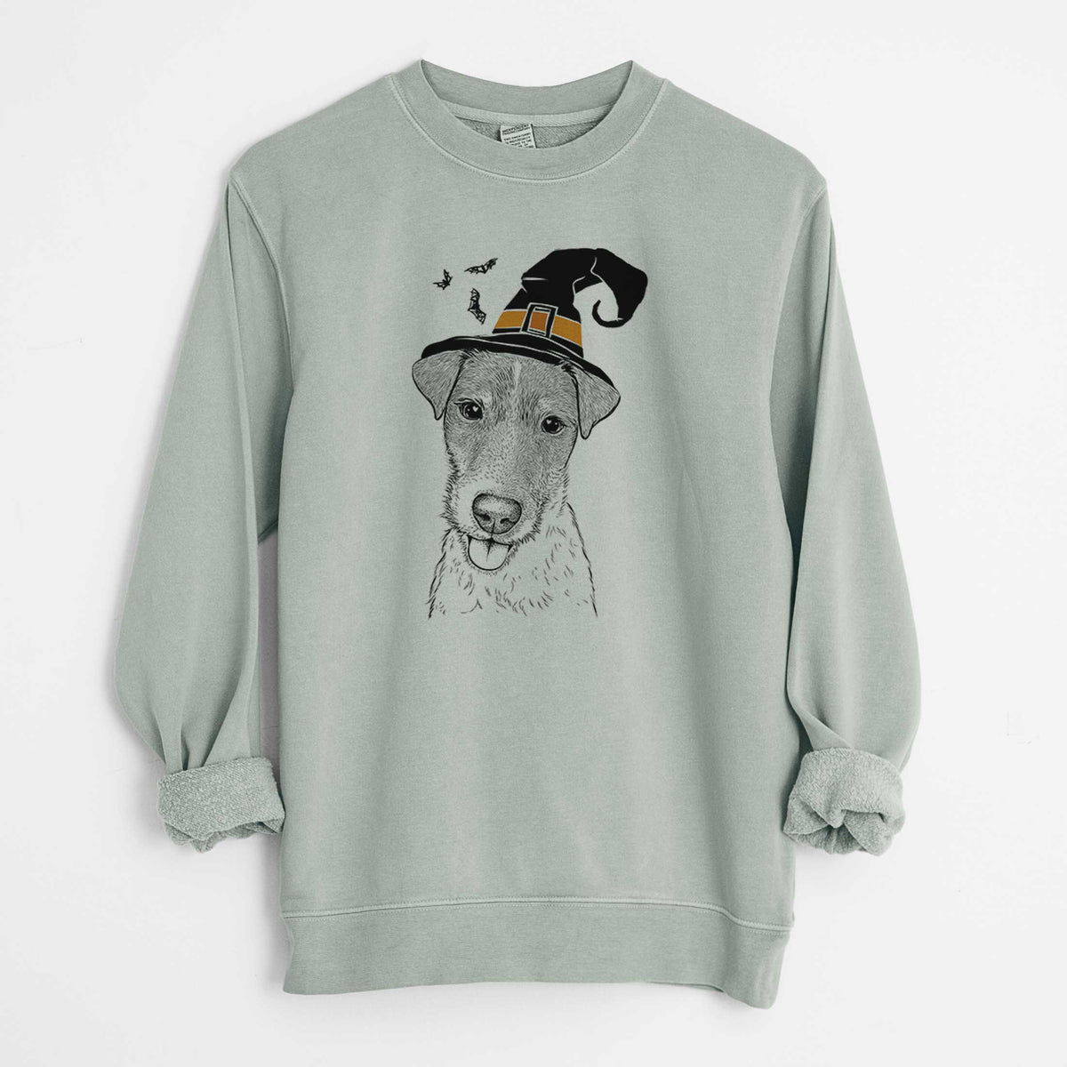 Witch Rider the Parson Russell Terrier - Unisex Pigment Dyed Crew Sweatshirt