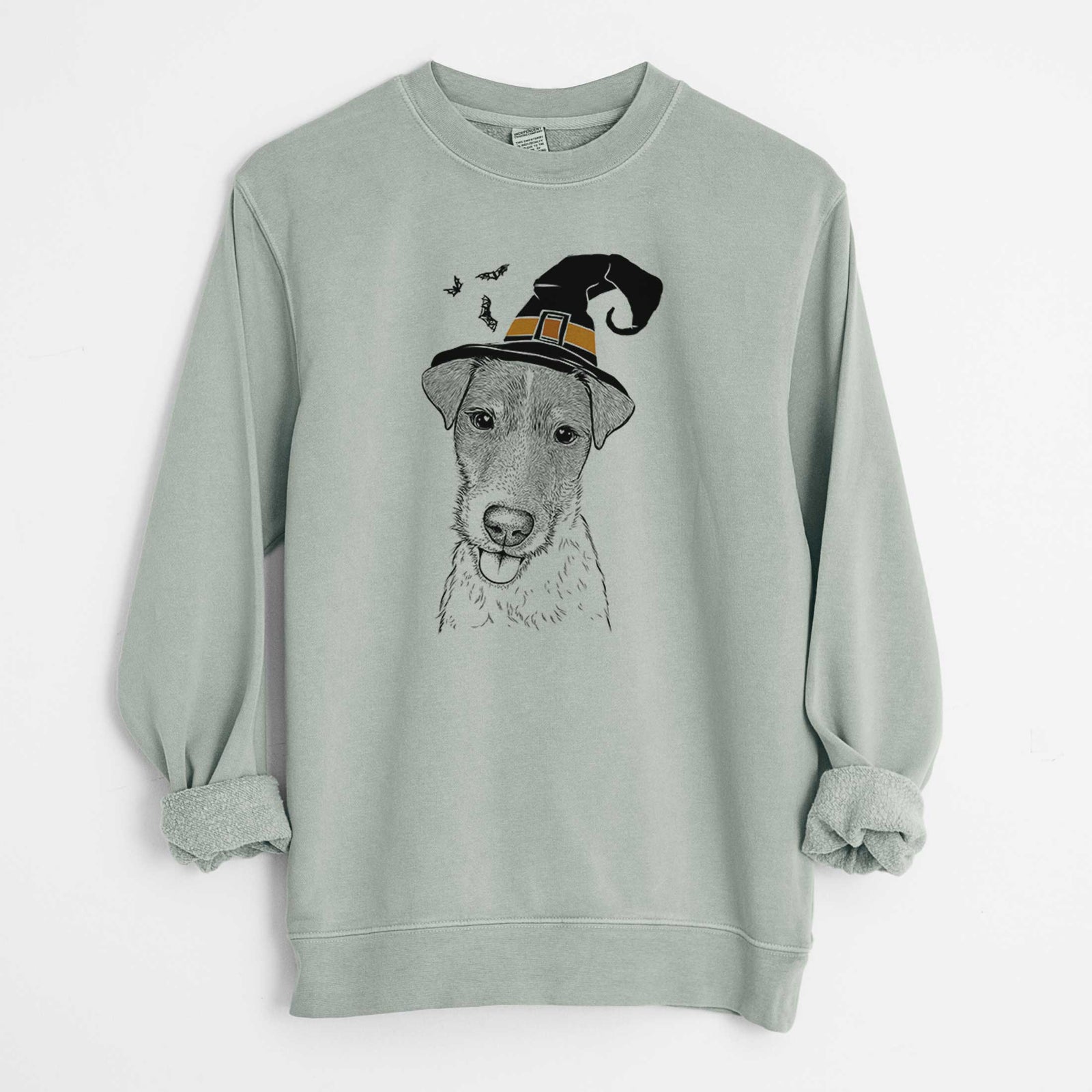 Witch Rider the Parson Russell Terrier - Unisex Pigment Dyed Crew Sweatshirt