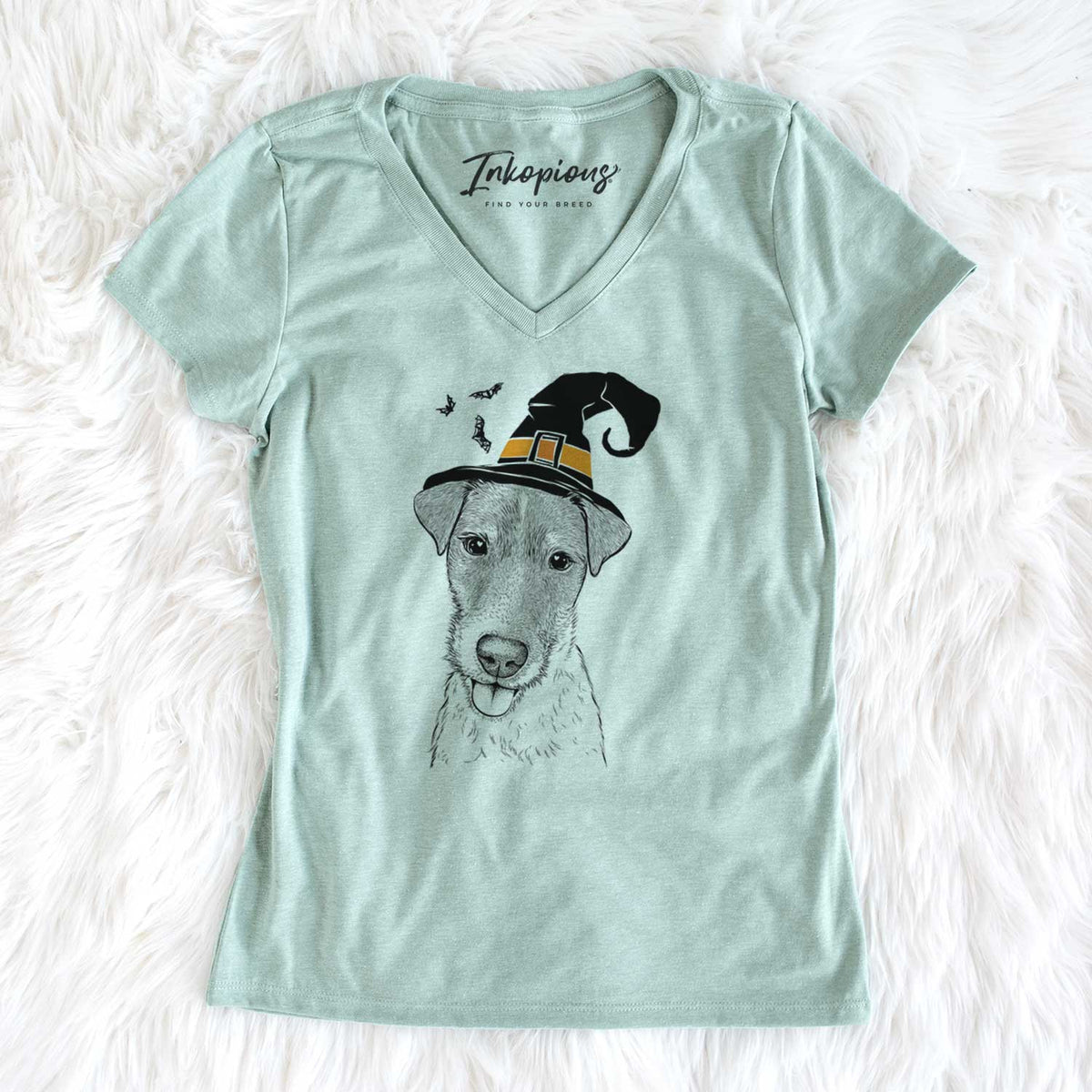Witch Rider the Parson Russell Terrier - Women's V-neck Shirt