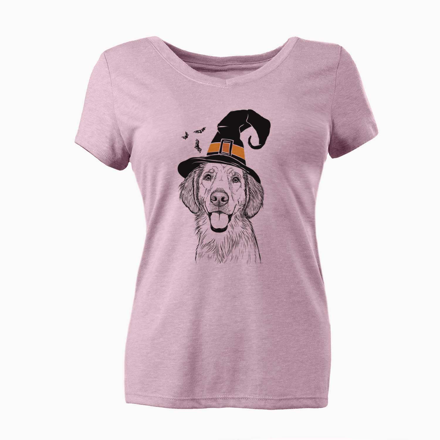 Witch Riley the Golden Retriever - Women's V-neck Shirt