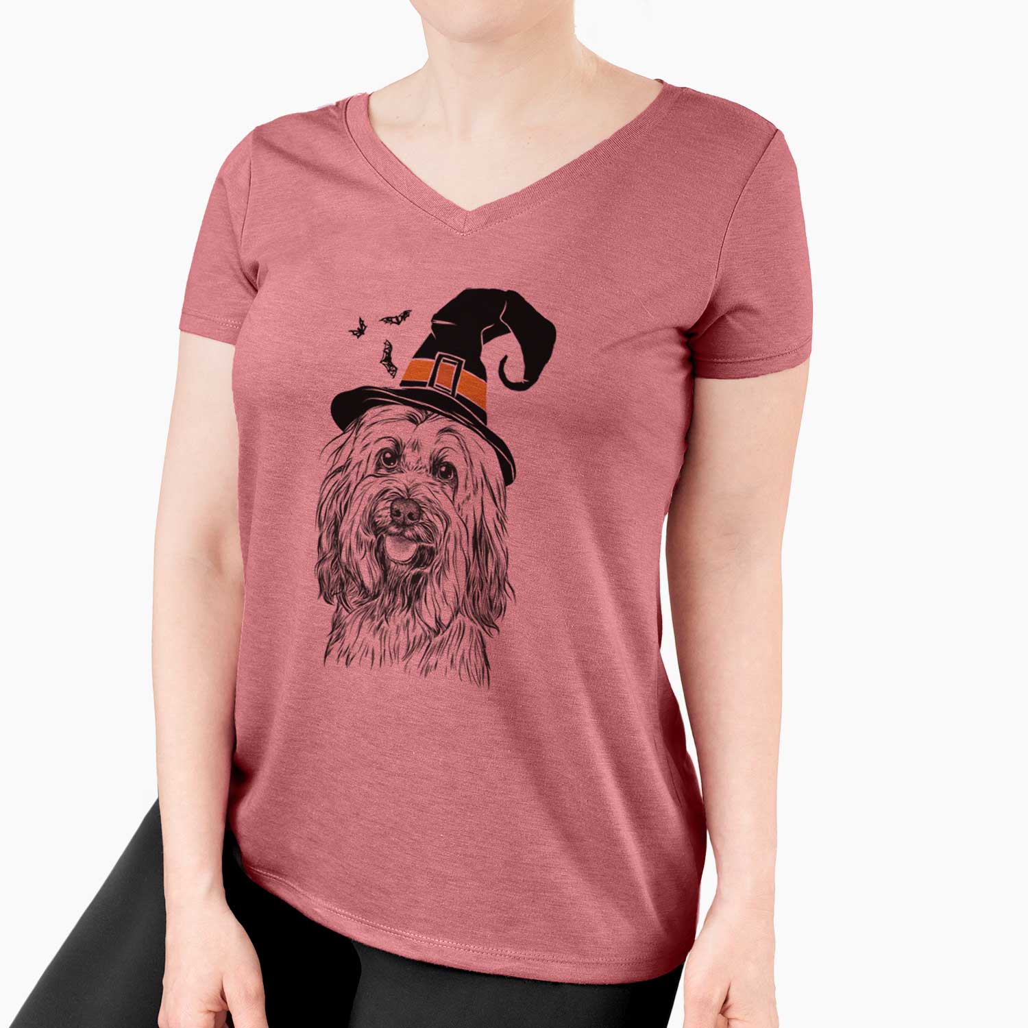 Witch Rime the Tibetan Terrier - Women's V-neck Shirt