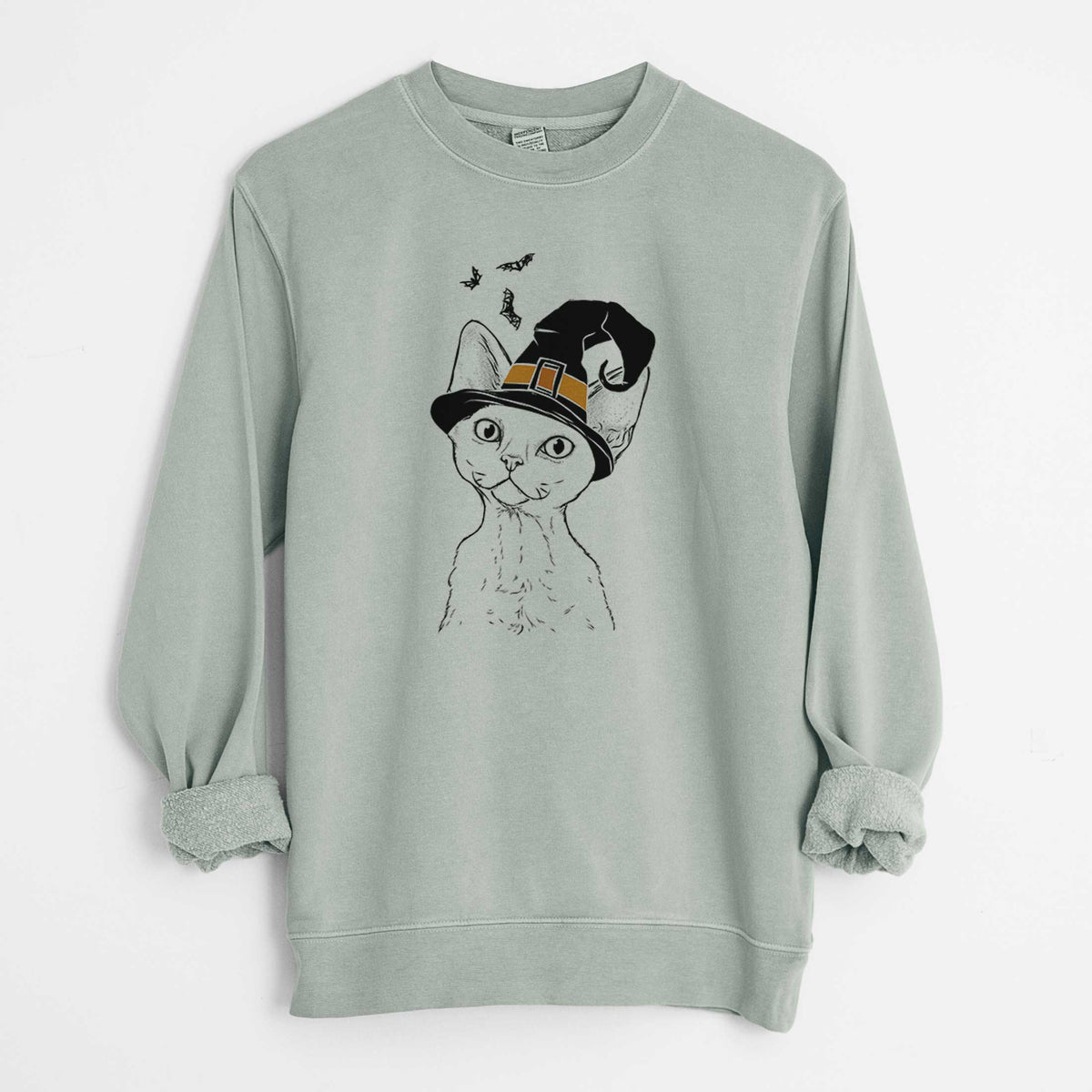 Witch Ripley the Devon Rex Cat - Unisex Pigment Dyed Crew Sweatshirt