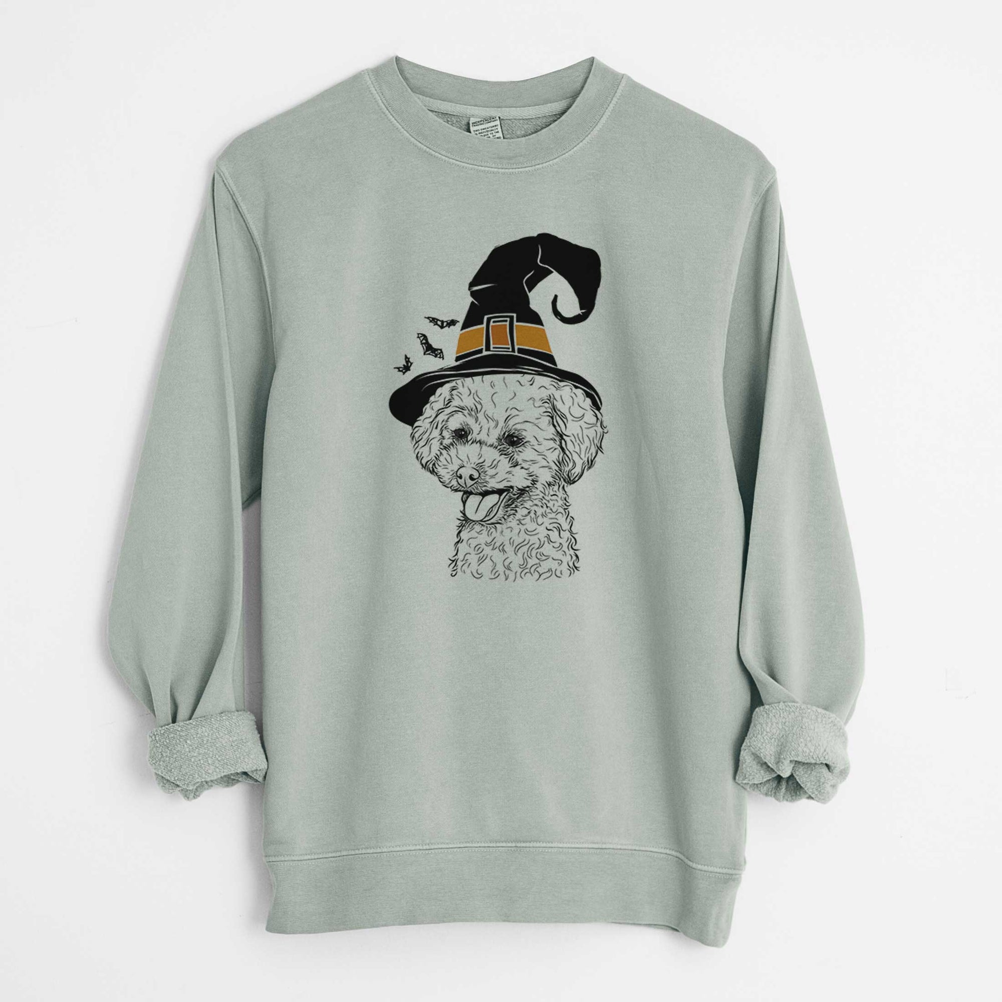 Witch Rocky the Teacup Poodle - Unisex Pigment Dyed Crew Sweatshirt