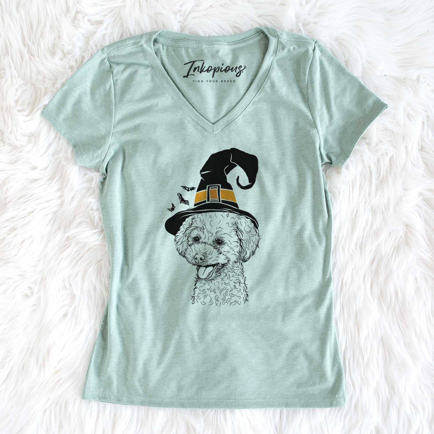 Witch Rocky the Teacup Poodle - Women's V-neck Shirt