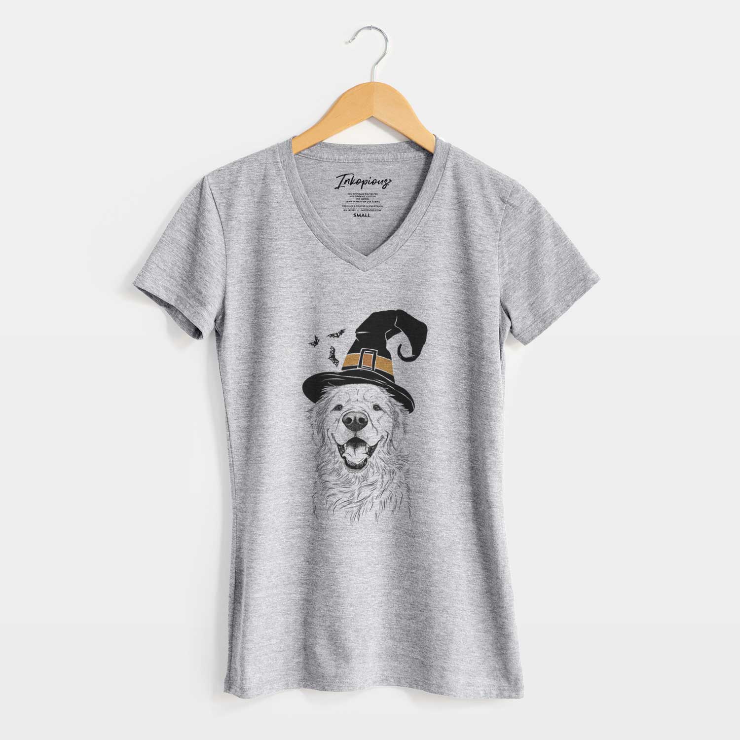 Witch Roger the Golden Retriever - Women's V-neck Shirt