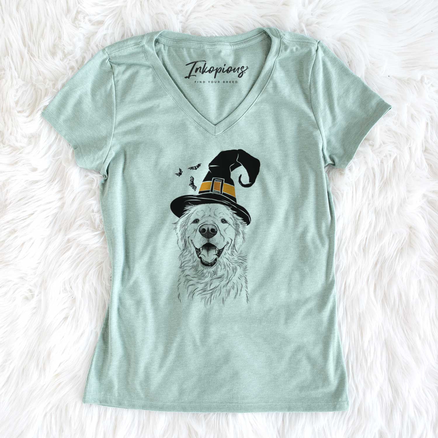 Witch Roger the Golden Retriever - Women's V-neck Shirt