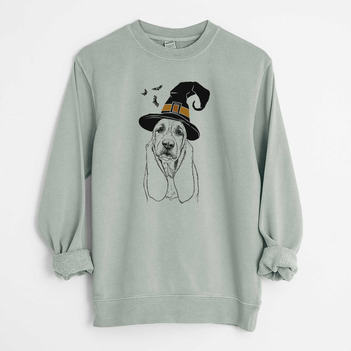 Witch Rolo the Basset Hound - Unisex Pigment Dyed Crew Sweatshirt