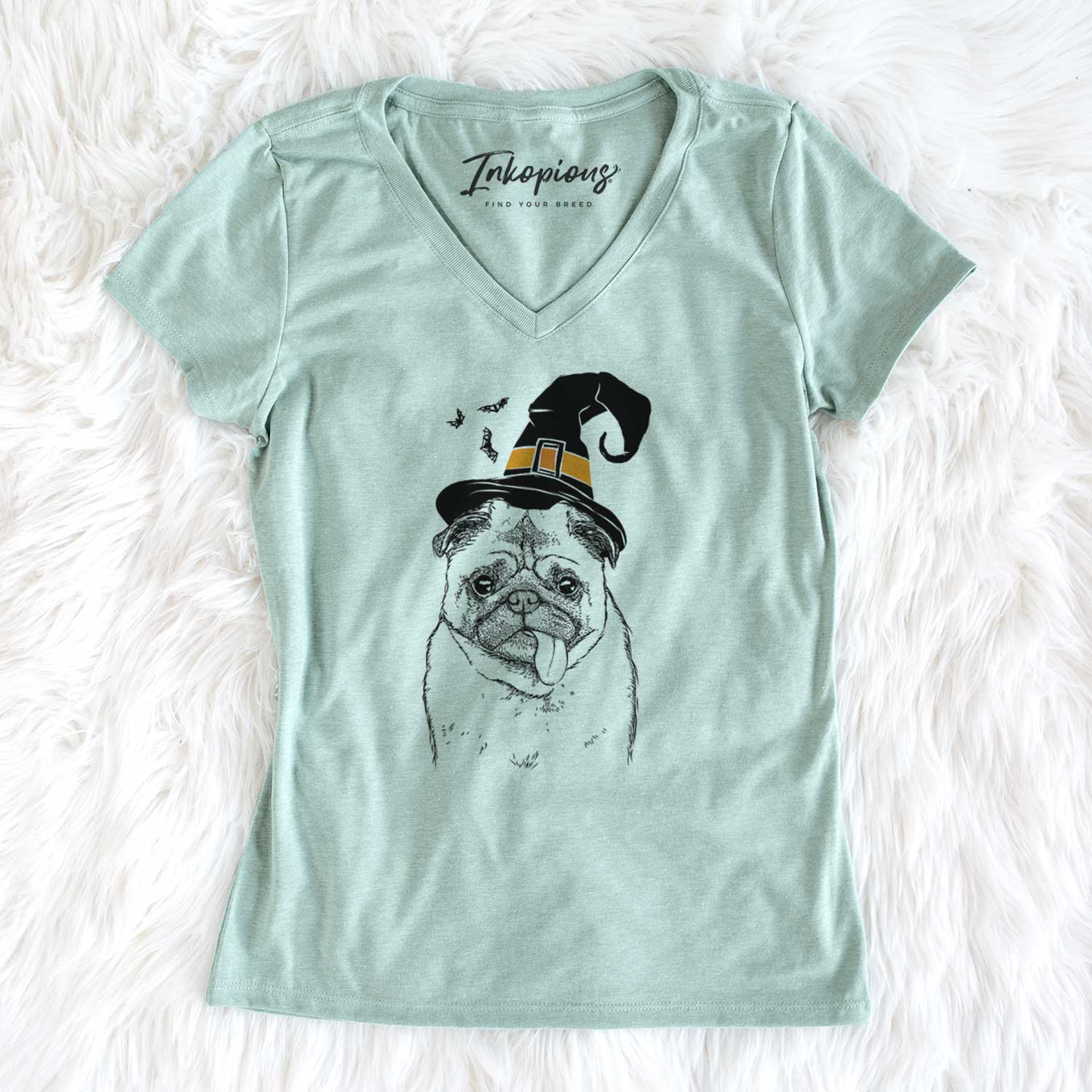 Witch Rosie the Pug - Women's V-neck Shirt