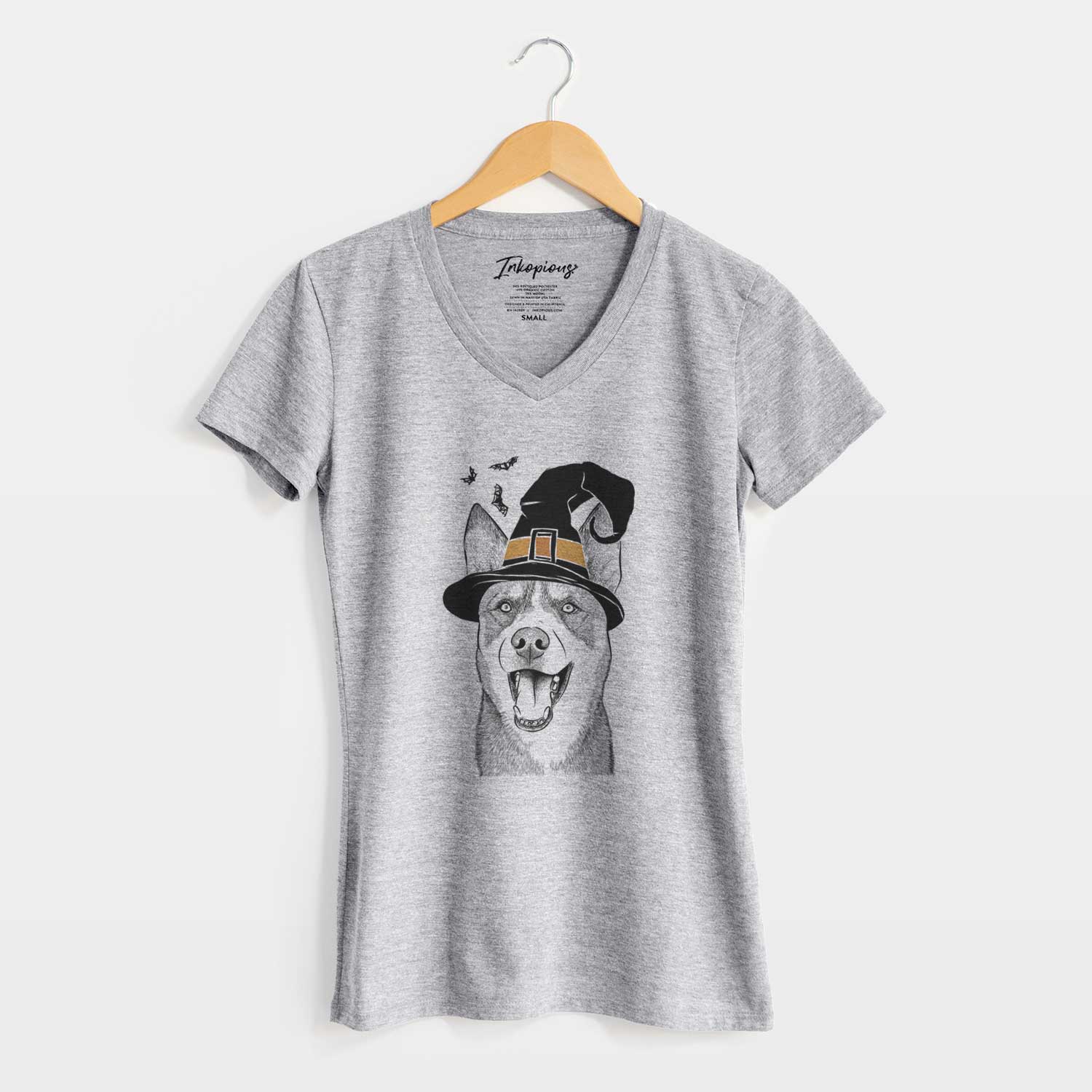 Witch Roux the Siberian Husky - Women's V-neck Shirt