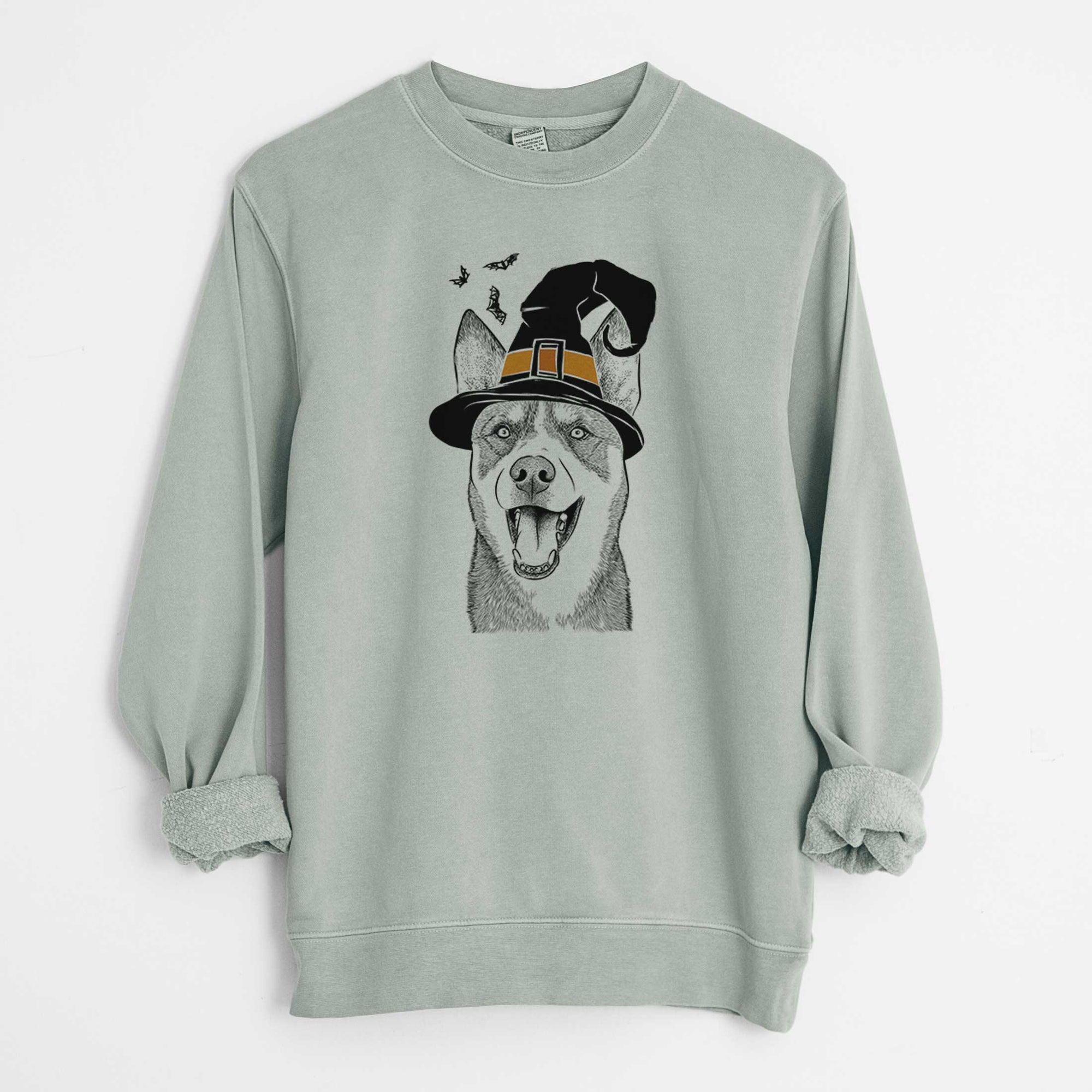 Witch Roux the Siberian Husky - Unisex Pigment Dyed Crew Sweatshirt