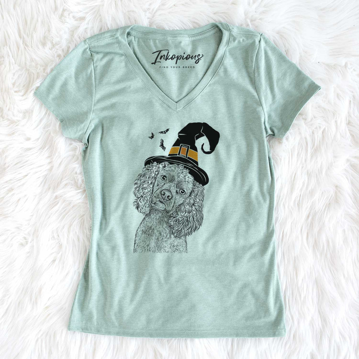 Witch Sadie the Cocker Spaniel - Women's V-neck Shirt