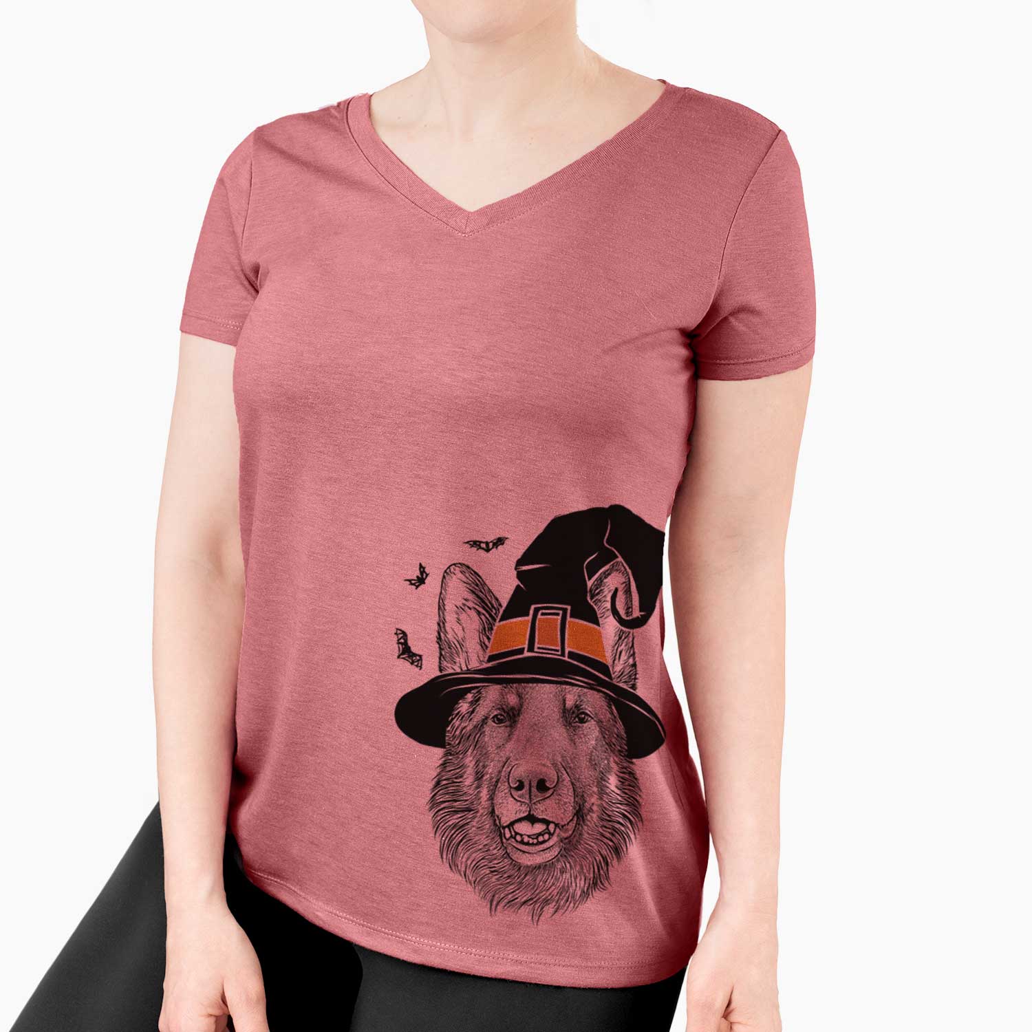 Witch Sammie the German Shepherd - Women's V-neck Shirt