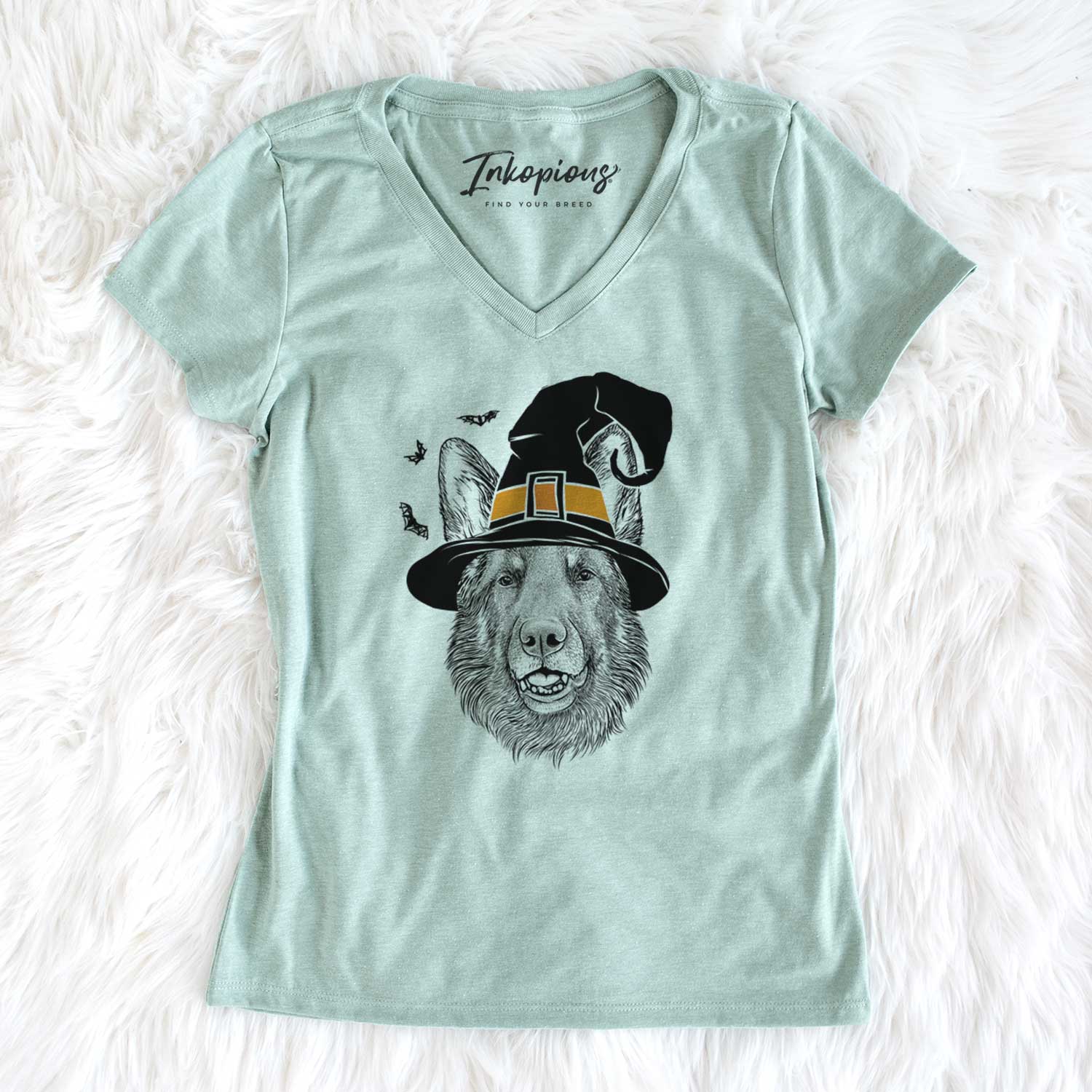 Witch Sammie the German Shepherd - Women's V-neck Shirt