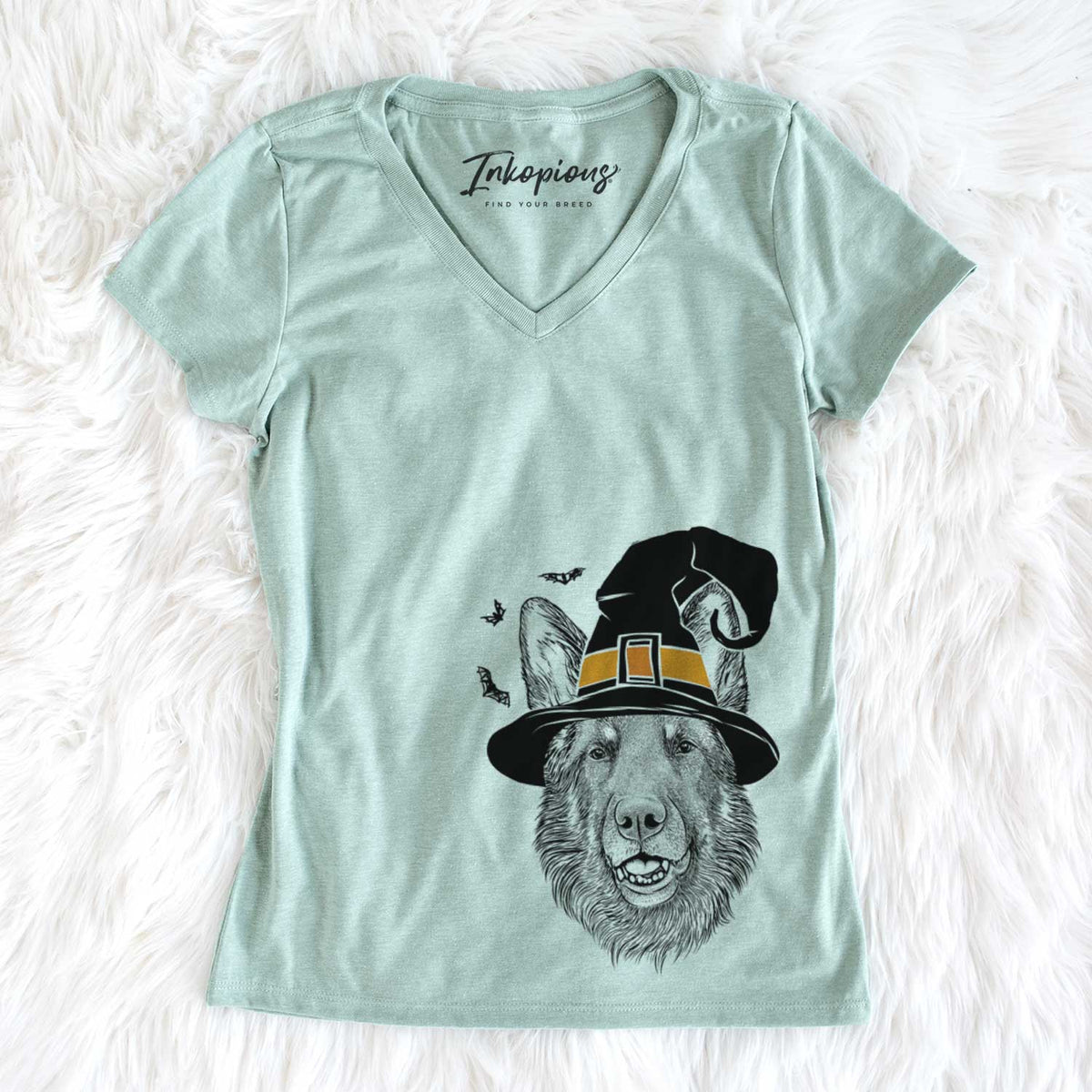 Witch Sammie the German Shepherd - Women&#39;s V-neck Shirt