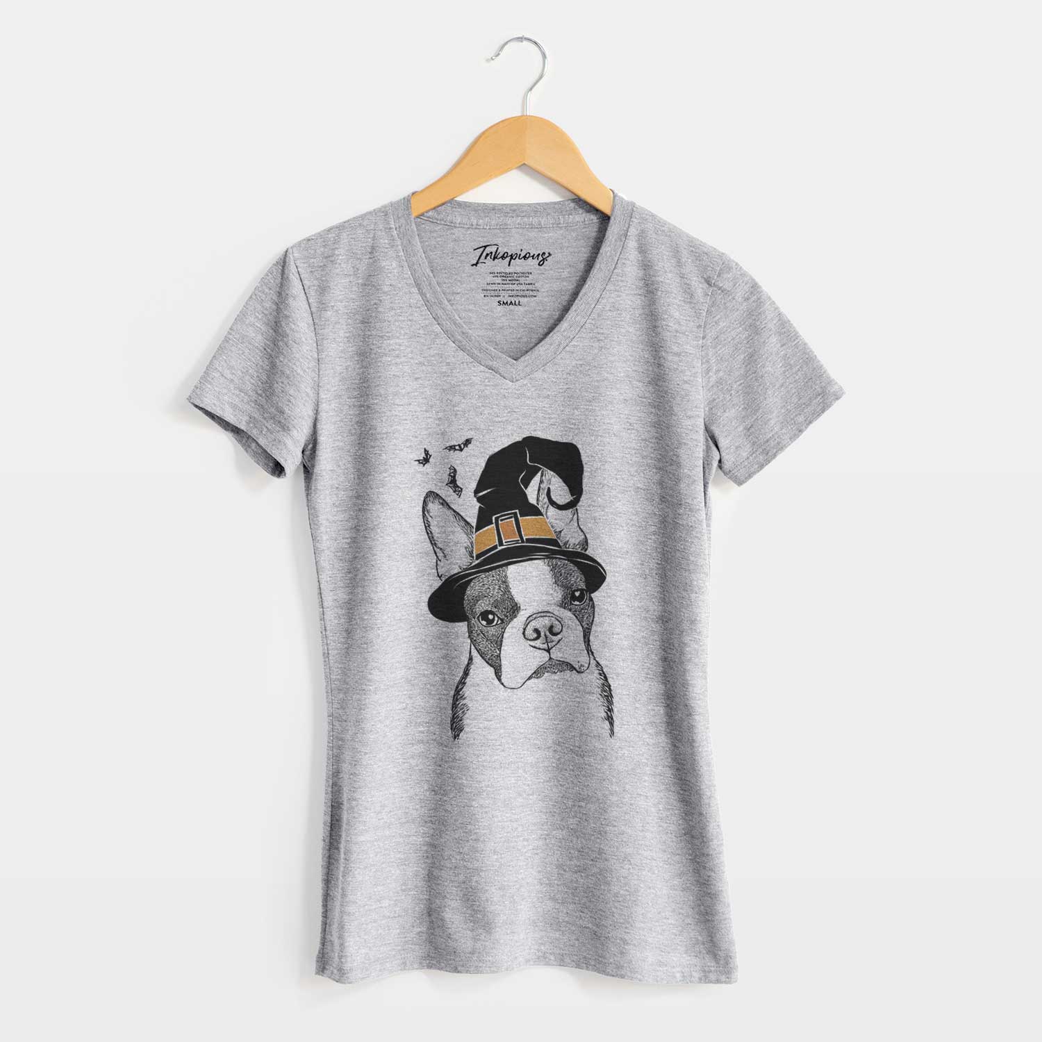 Witch Samuel the Boston Terrier - Women's V-neck Shirt