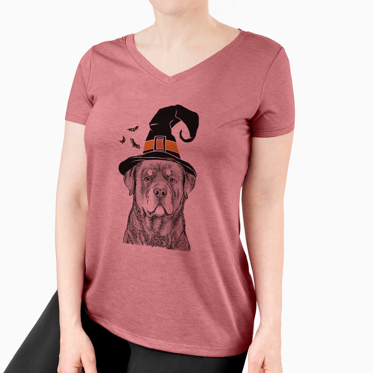 Witch Sarge the Rottweiler - Women's V-neck Shirt
