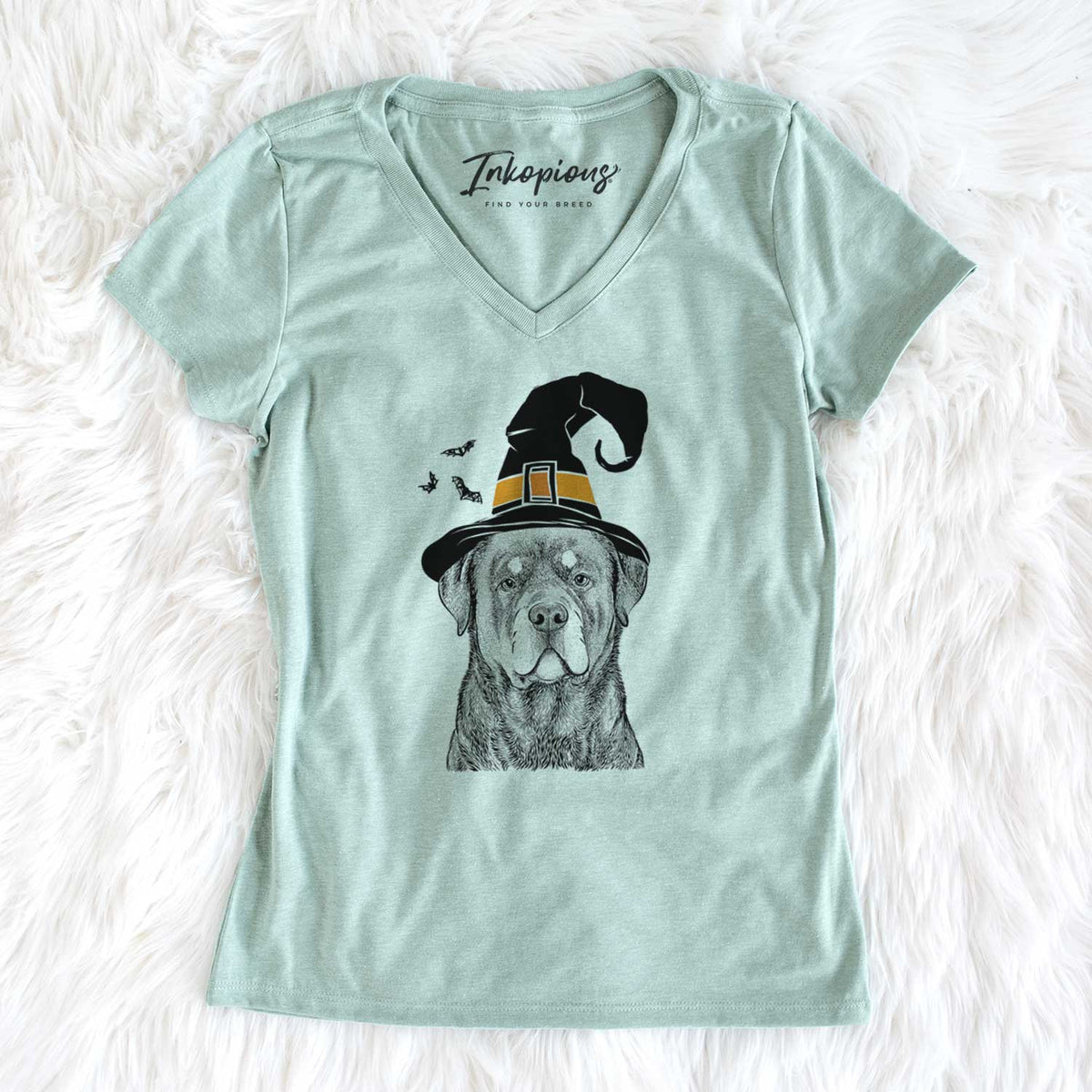 Witch Sarge the Rottweiler - Women's V-neck Shirt