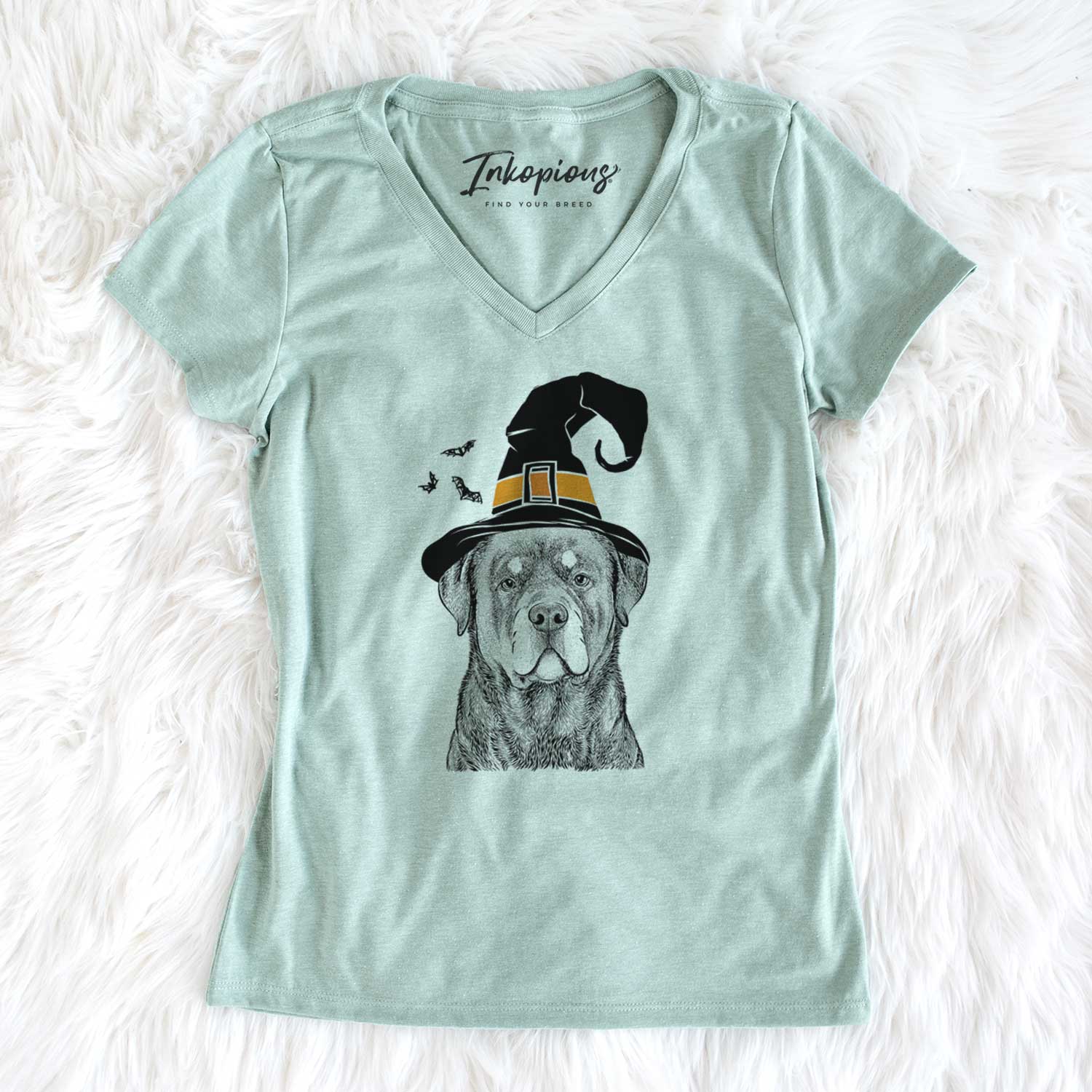 Witch Sarge the Rottweiler - Women's V-neck Shirt
