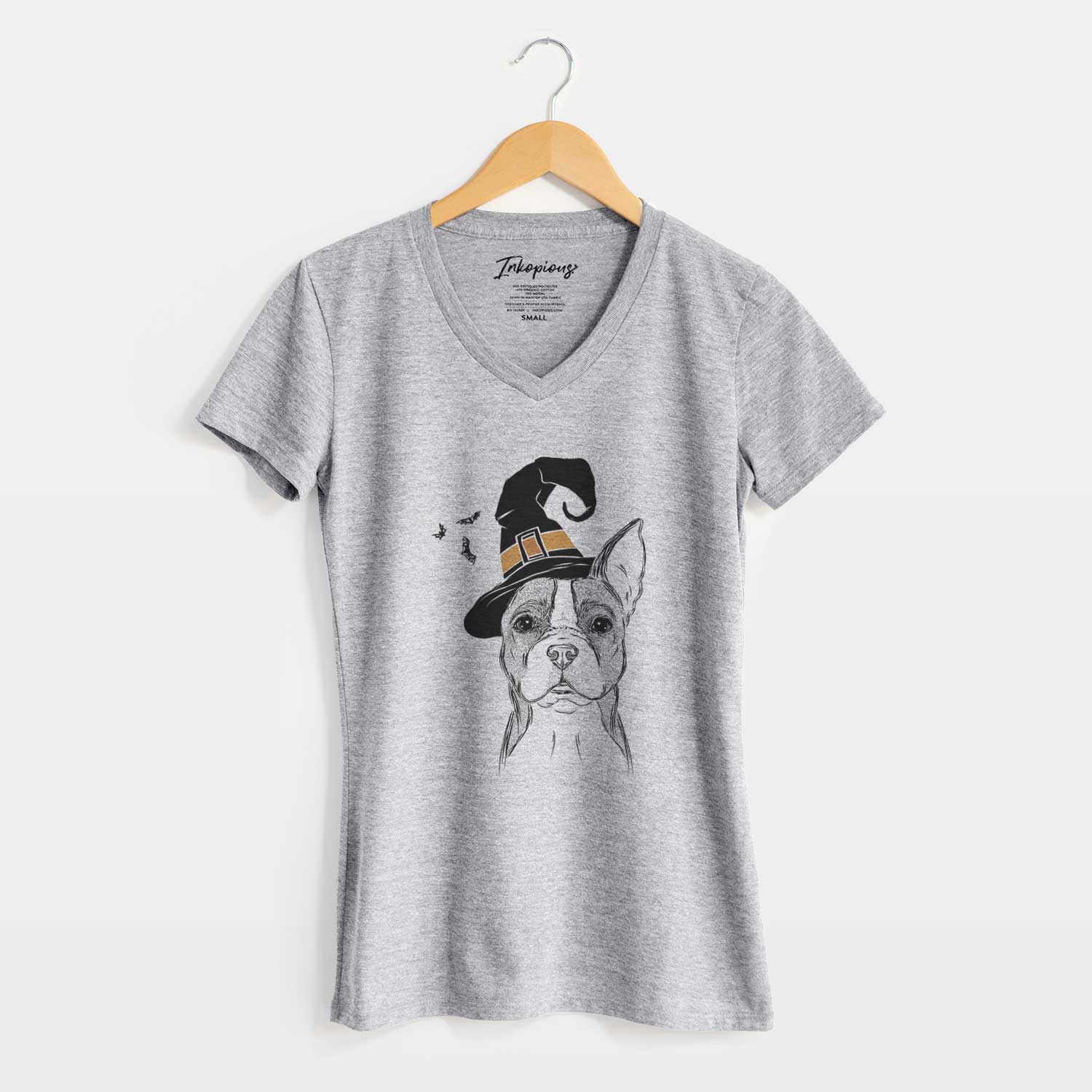 Witch Scout the Boston Terrier - Women's V-neck Shirt