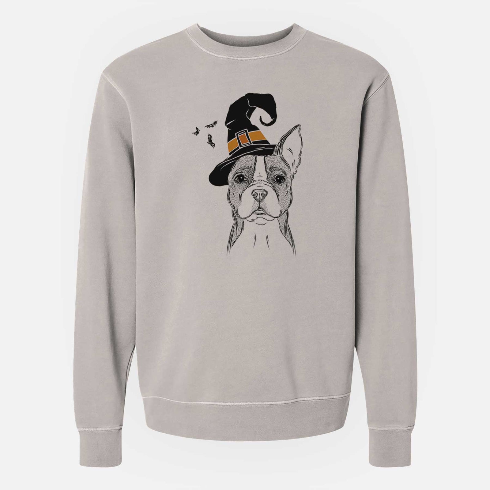 Witch Scout the Boston Terrier - Unisex Pigment Dyed Crew Sweatshirt