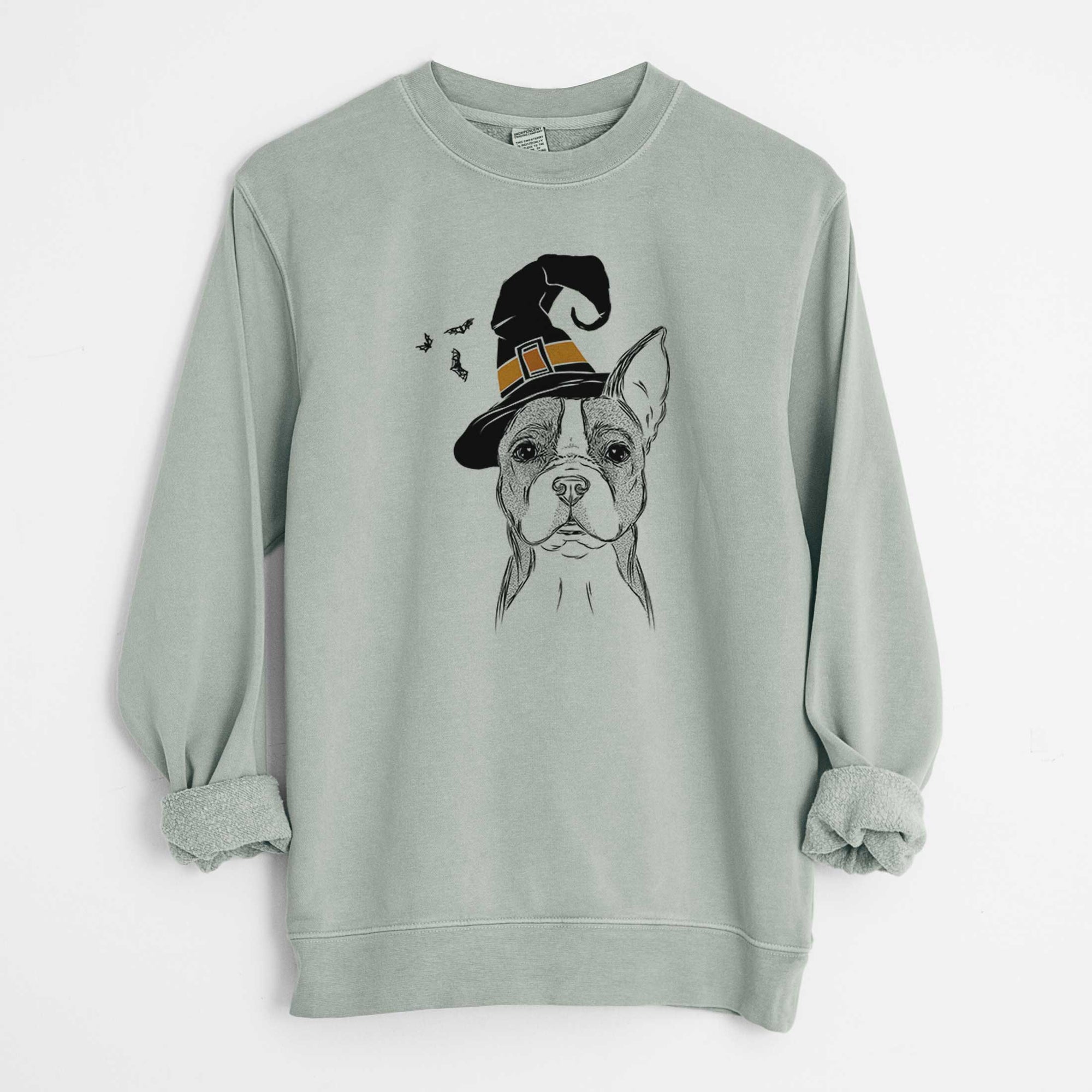 Witch Scout the Boston Terrier - Unisex Pigment Dyed Crew Sweatshirt