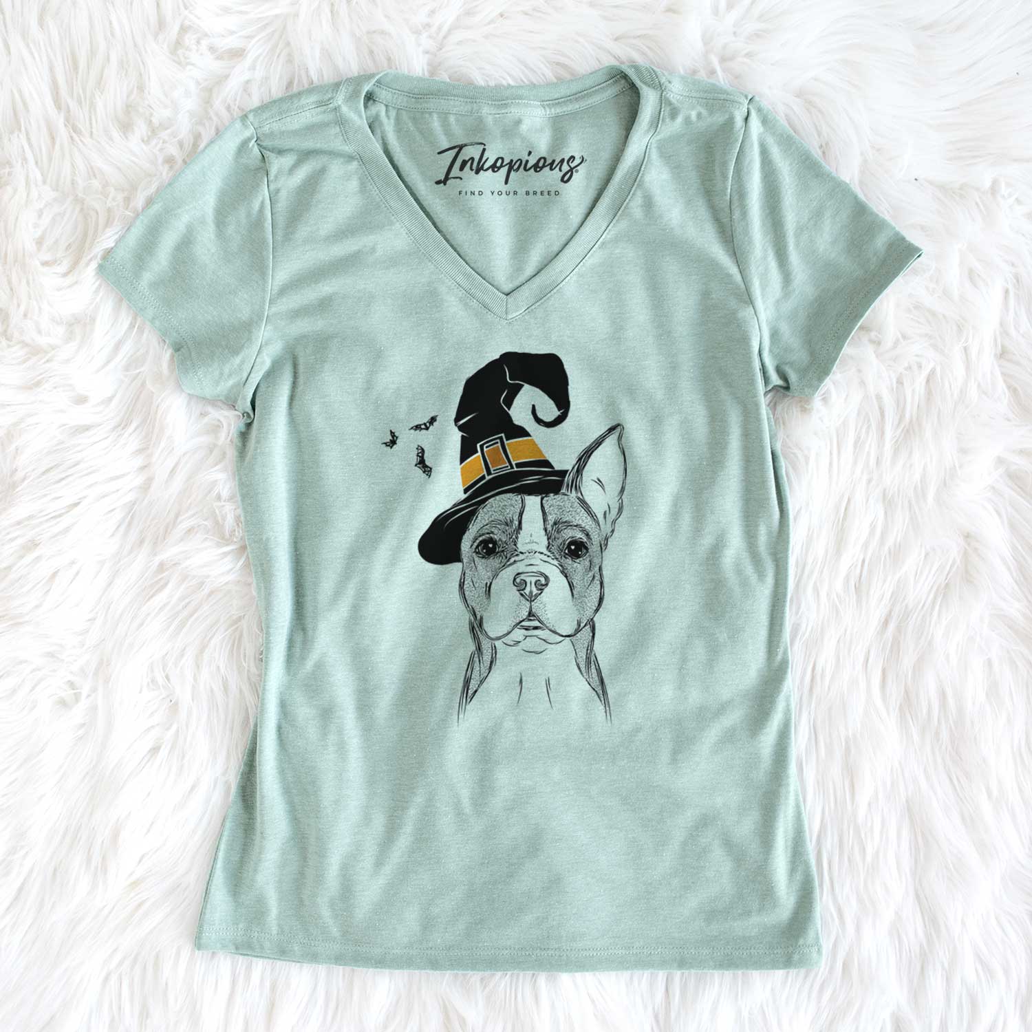 Witch Scout the Boston Terrier - Women's V-neck Shirt