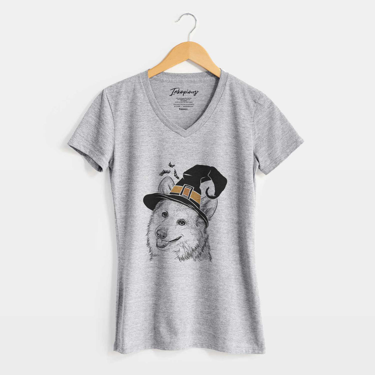Witch Scout the Pembroke Welsh Corgi - Women's V-neck Shirt