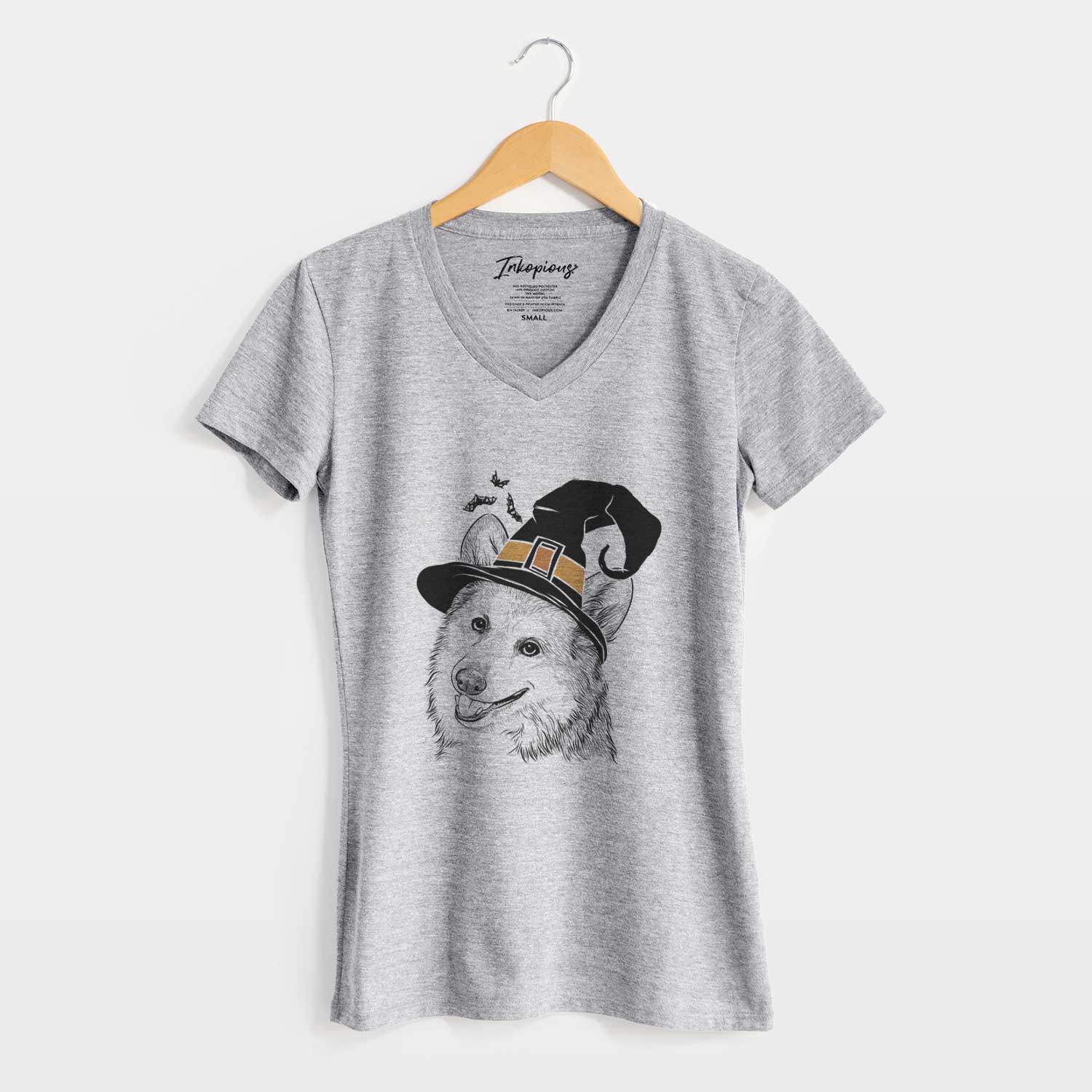 Witch Scout the Pembroke Welsh Corgi - Women's V-neck Shirt
