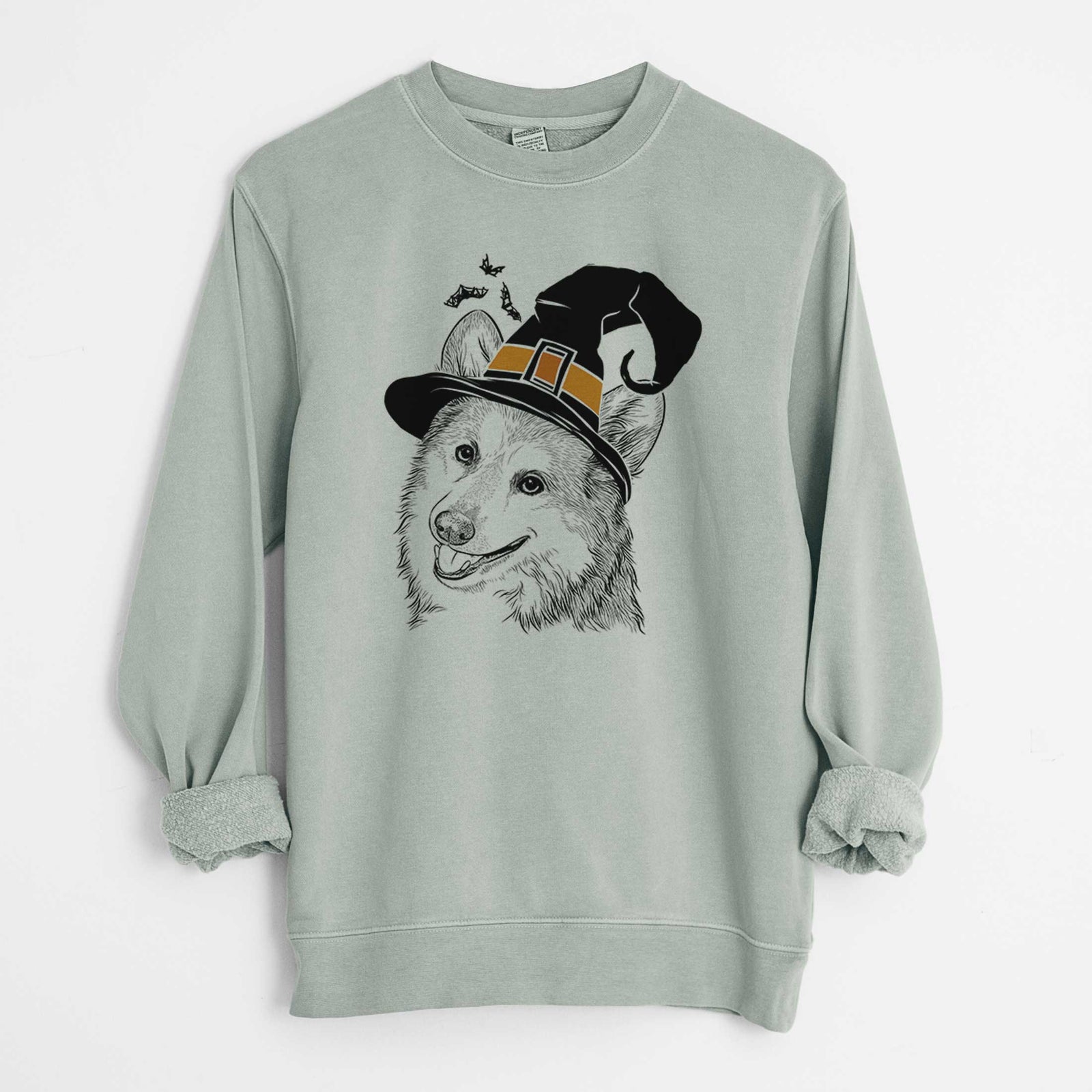 Witch Scout the Pembroke Welsh Corgi - Unisex Pigment Dyed Crew Sweatshirt