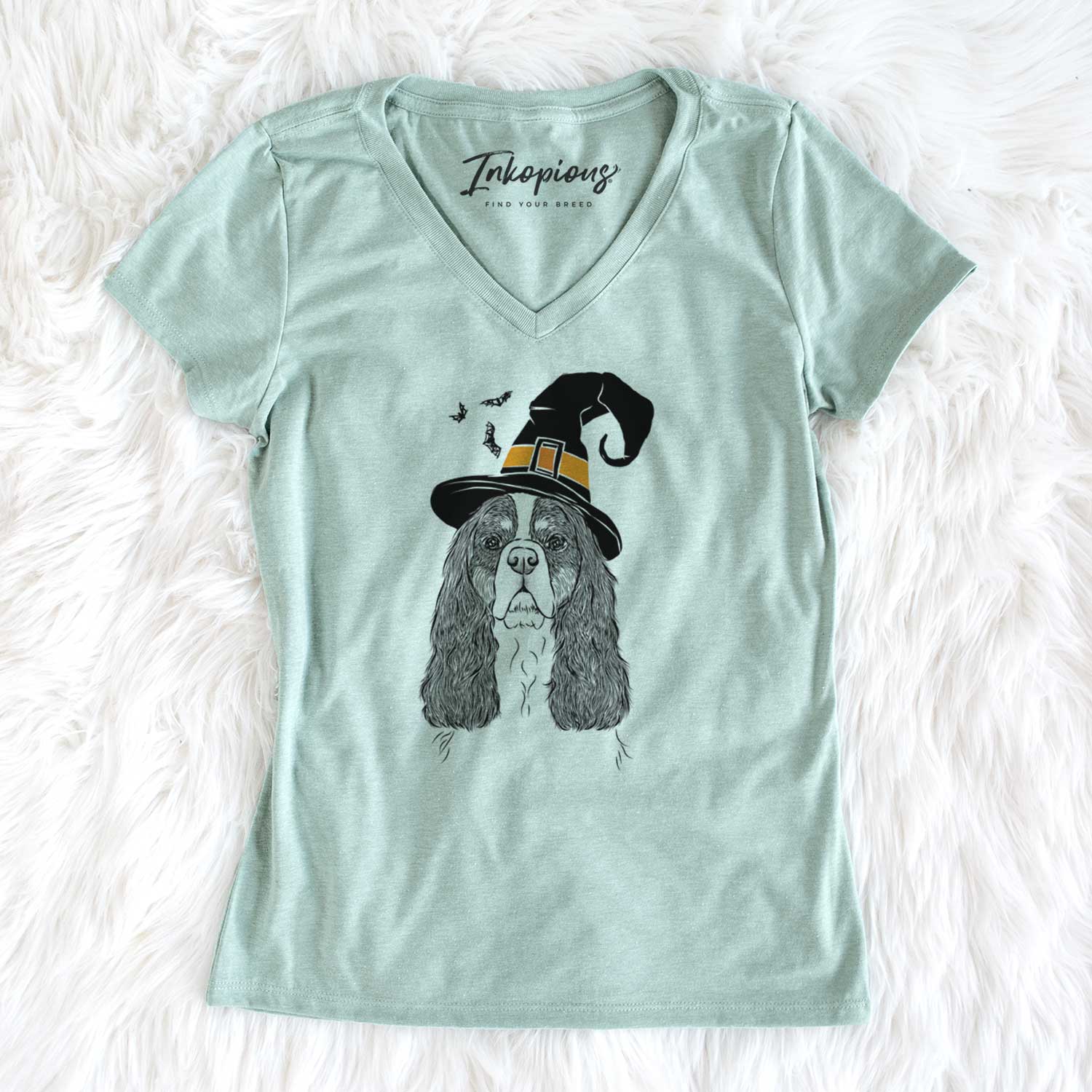 Witch Sebastian the Cavalier King Charles Spaniel - Women's V-neck Shirt
