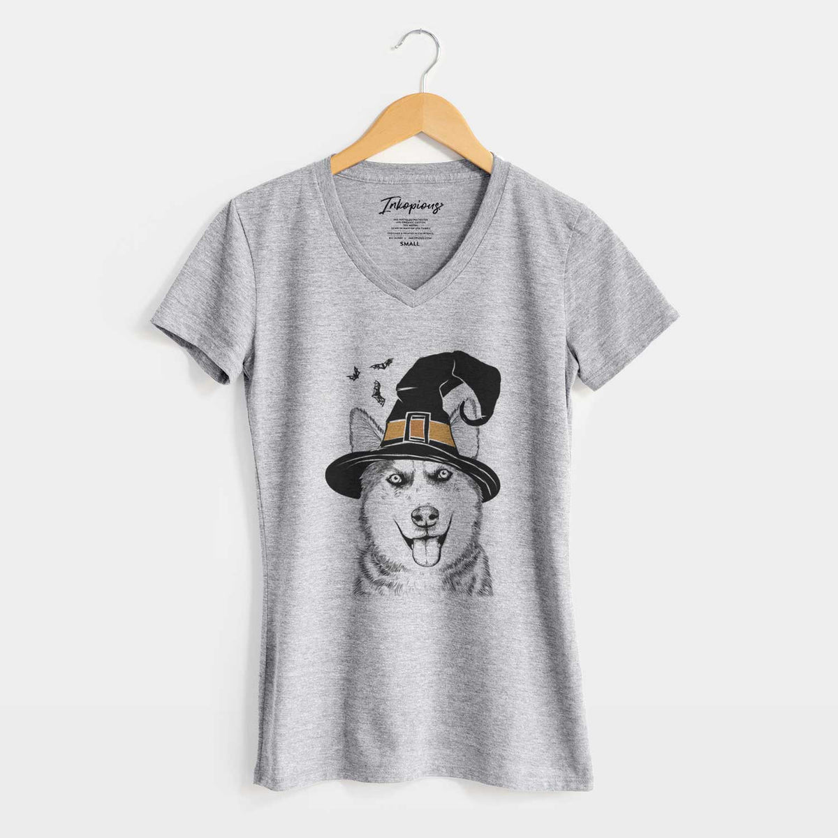 Witch Sesi the Siberian Husky - Women's V-neck Shirt
