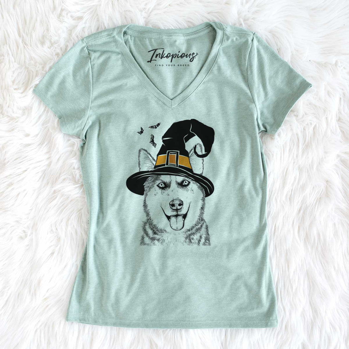 Witch Sesi the Siberian Husky - Women's V-neck Shirt