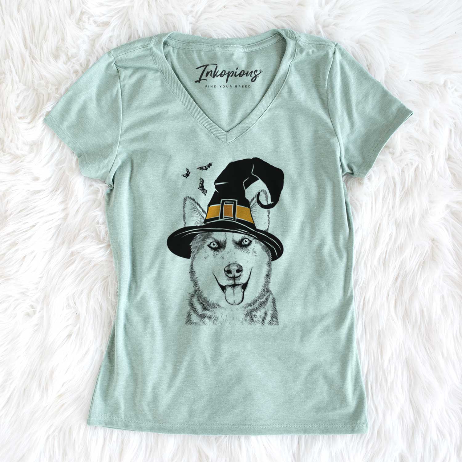 Witch Sesi the Siberian Husky - Women's V-neck Shirt
