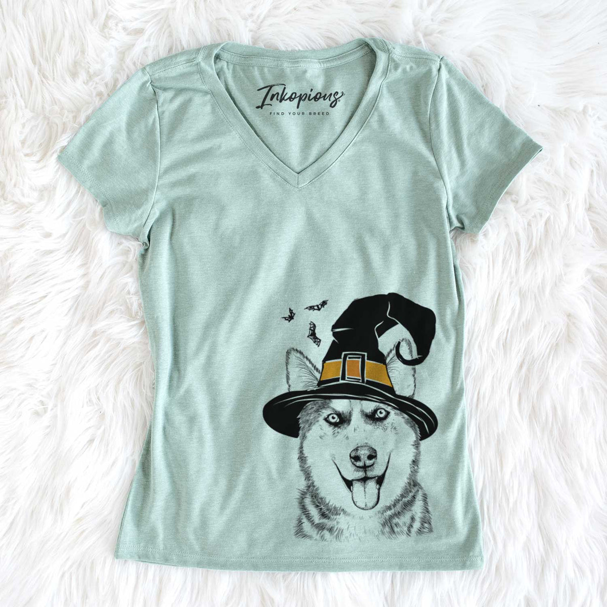 Witch Sesi the Siberian Husky - Women&#39;s V-neck Shirt