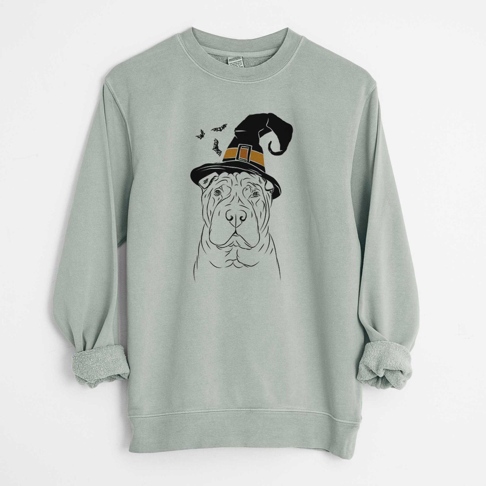 Witch Sharpy the Shar Pei - Unisex Pigment Dyed Crew Sweatshirt