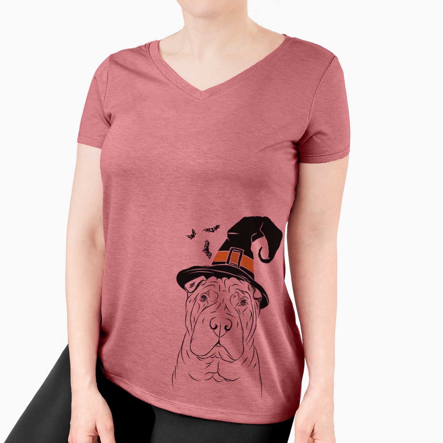 Witch Sharpy the Shar Pei - Women's V-neck Shirt