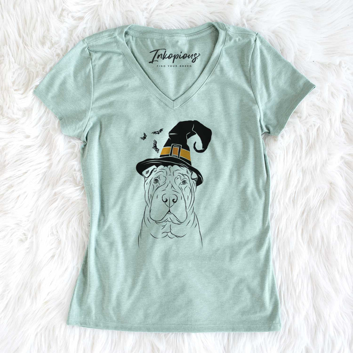 Witch Sharpy the Shar Pei - Women's V-neck Shirt