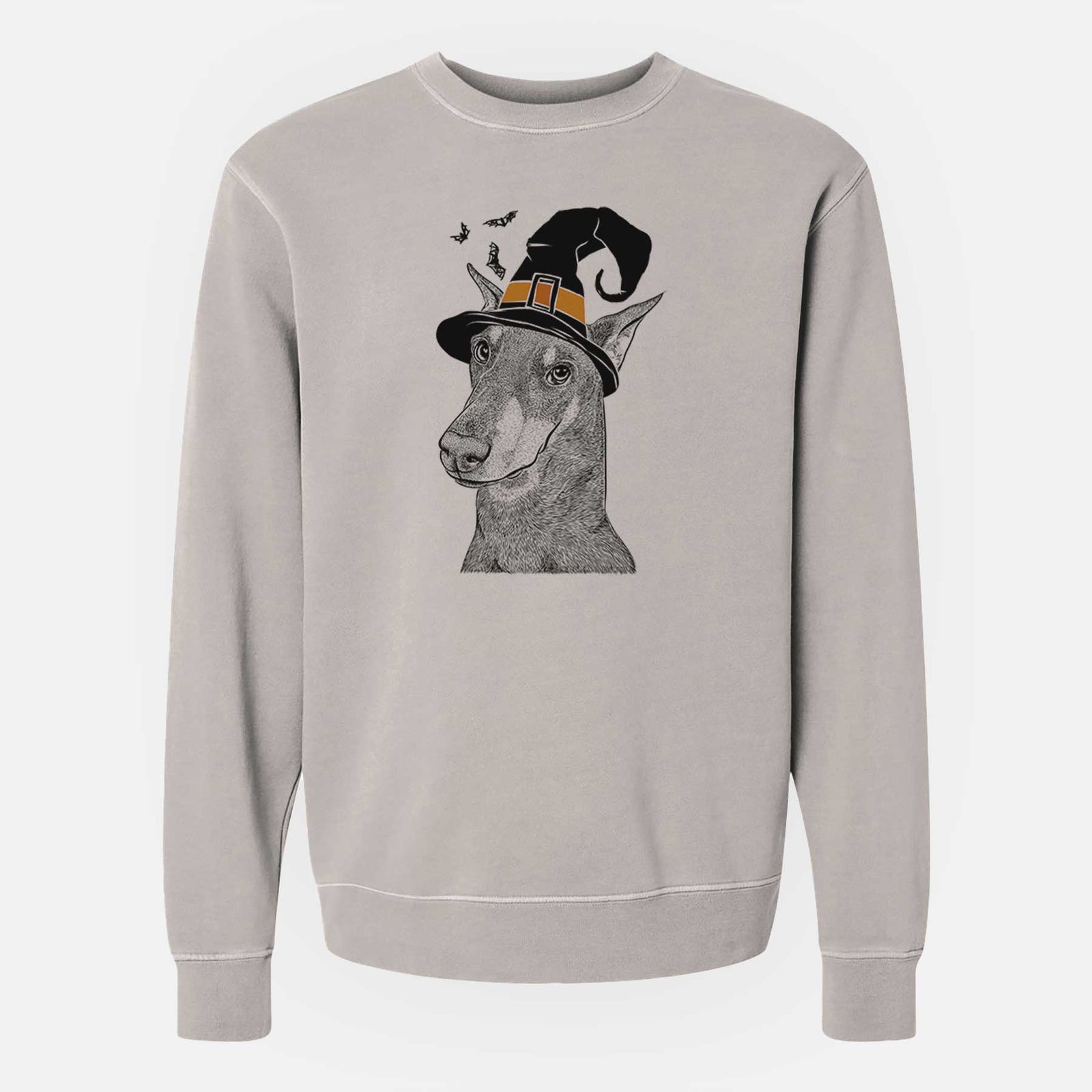 Witch Shelby the Doberman Pinscher - Unisex Pigment Dyed Crew Sweatshirt