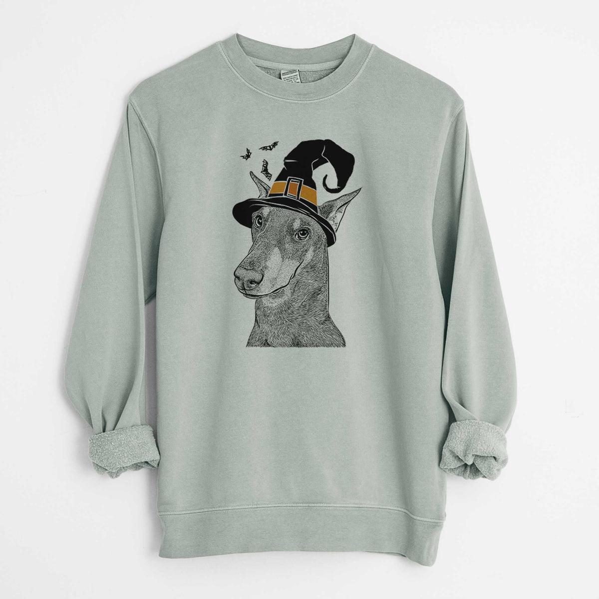 Witch Shelby the Doberman Pinscher - Unisex Pigment Dyed Crew Sweatshirt