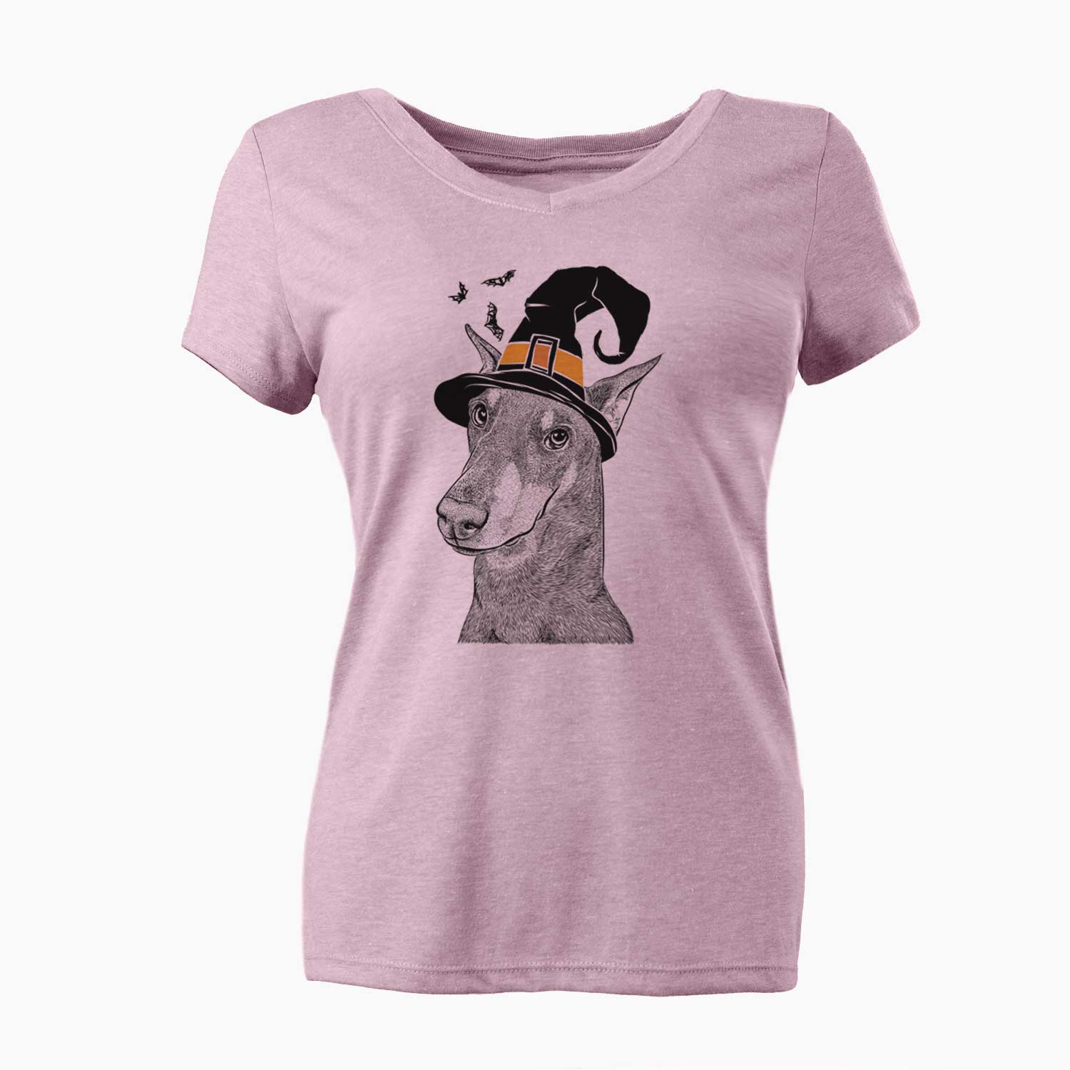 Witch Shelby the Doberman Pinscher - Women's V-neck Shirt